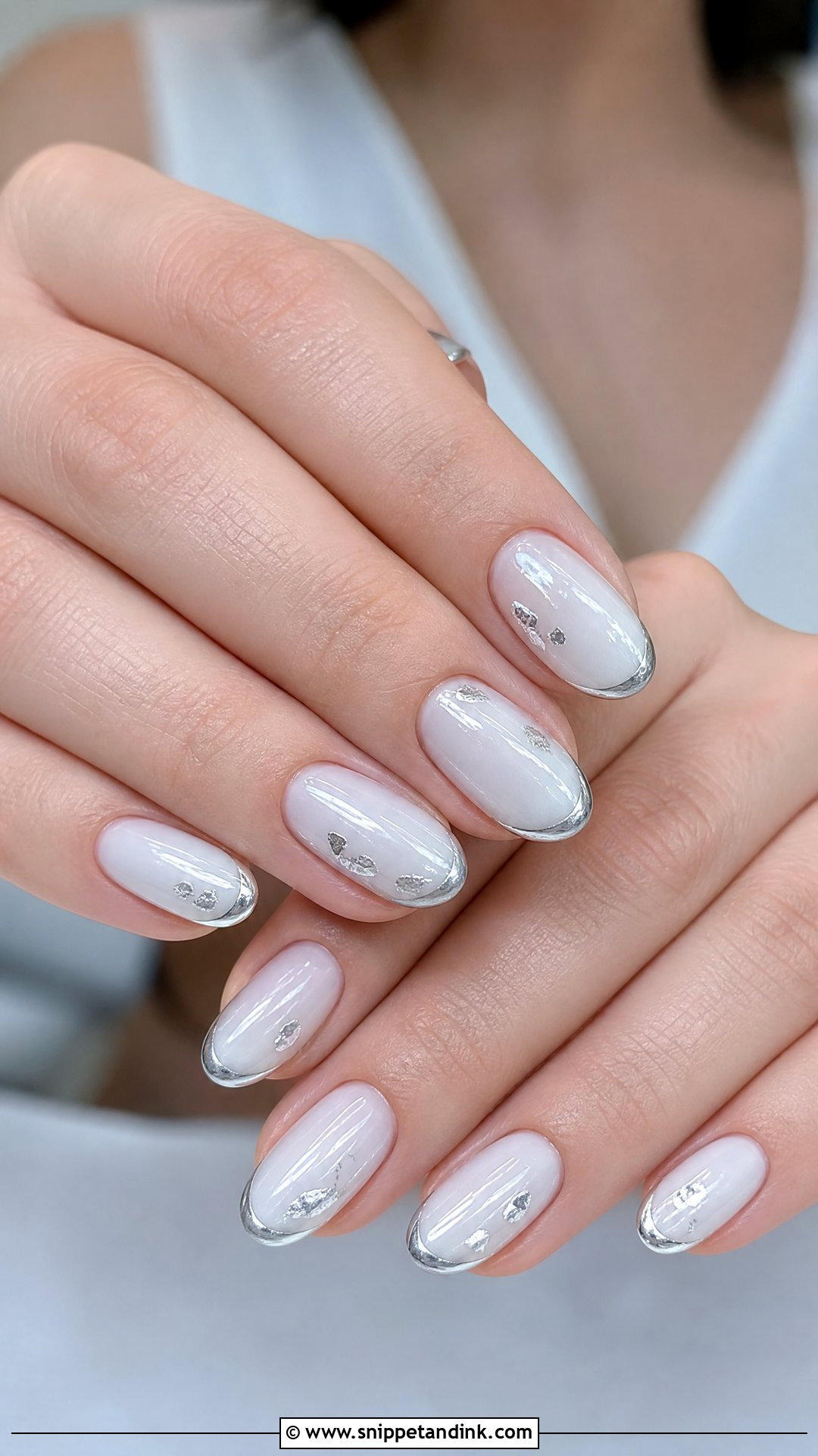 Silver Accent Wedding Nails - Snippet and Ink - 35 Wedding Day Nails