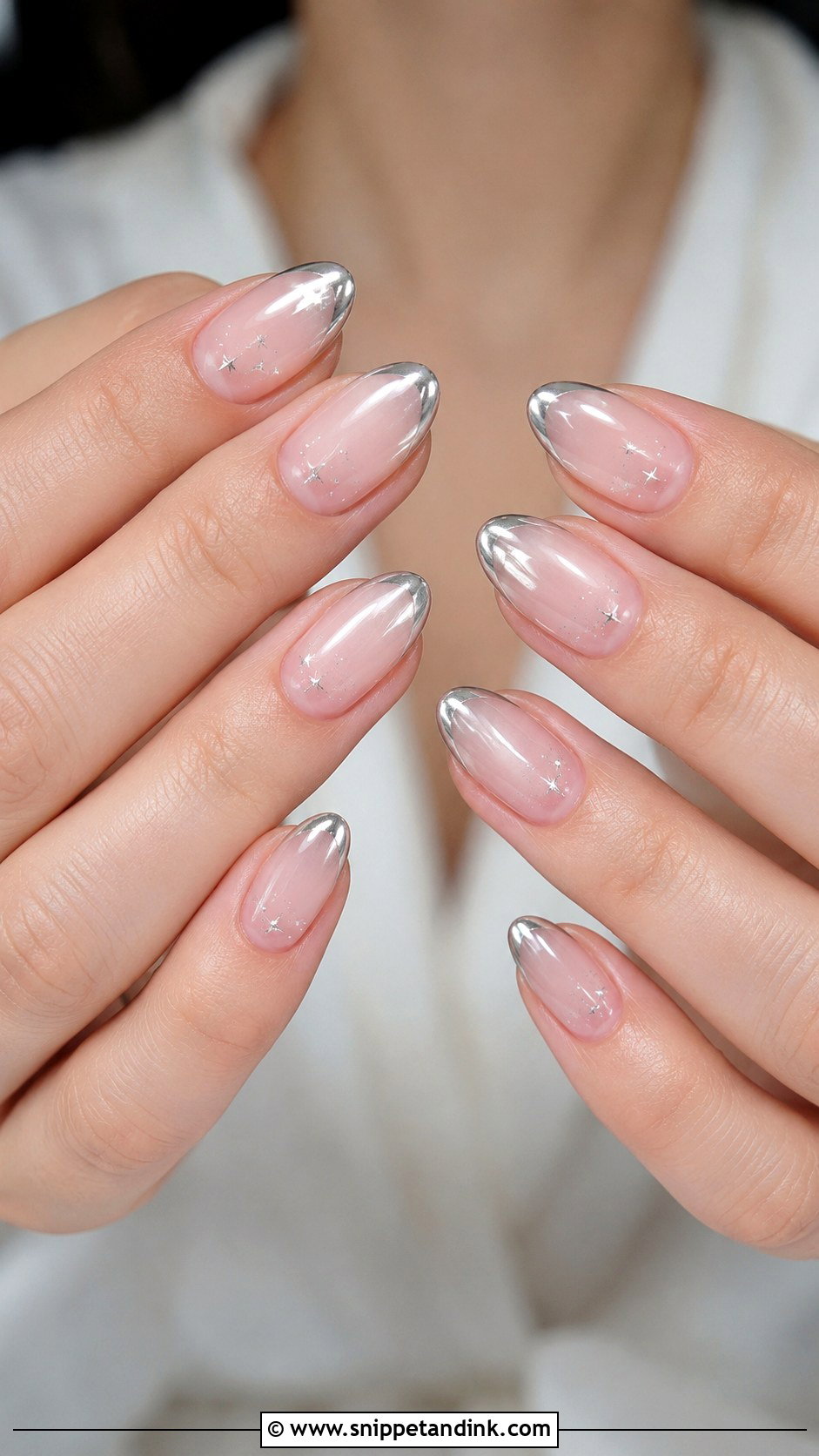 Silver Almond Wedding Nails - Snippet and Ink - 20 Silver Wedding Nails