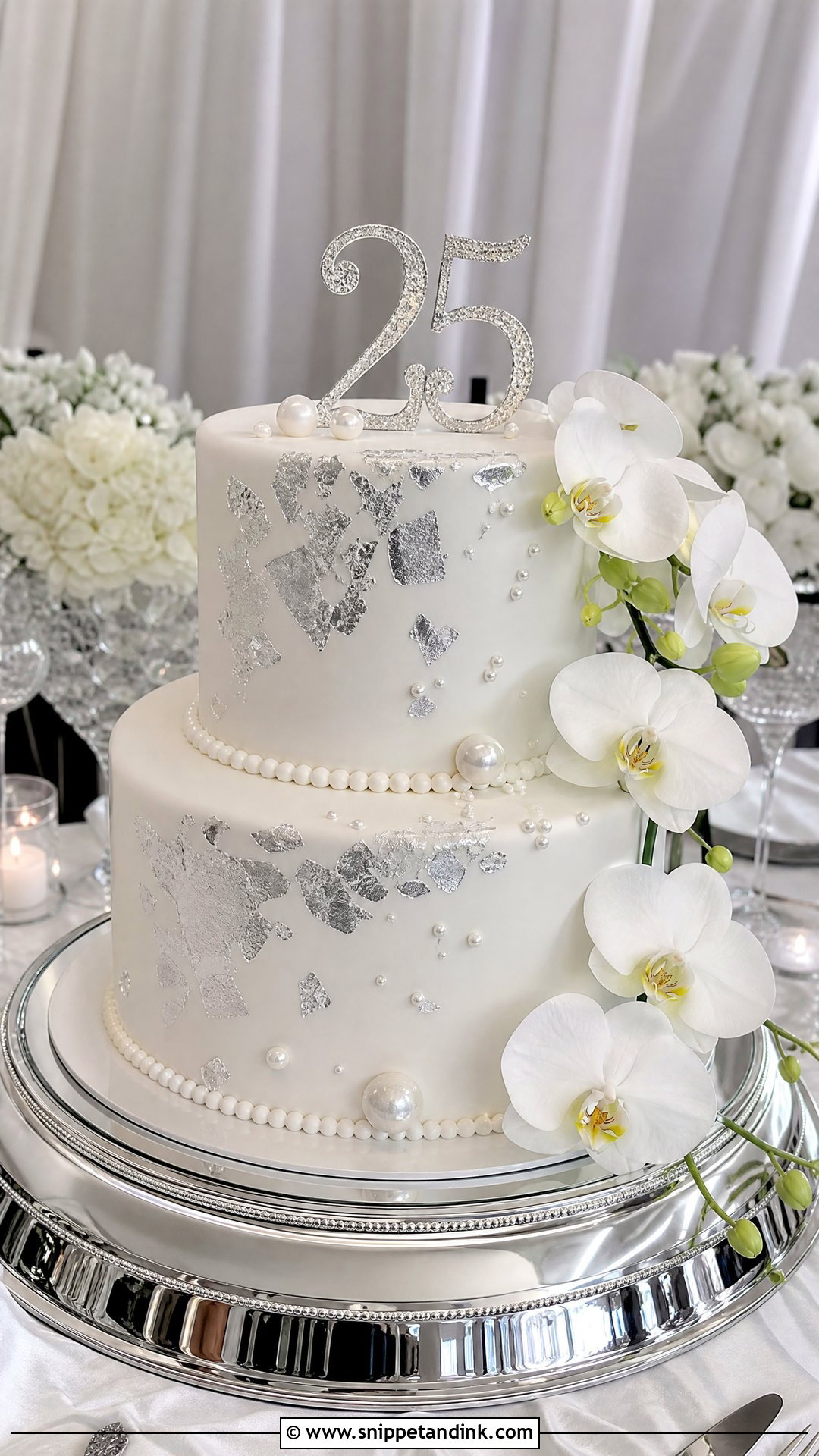 Silver And White Anniversary Cake - Snippet and Ink - 25 Silver Wedding Anniversary Cake Ideas