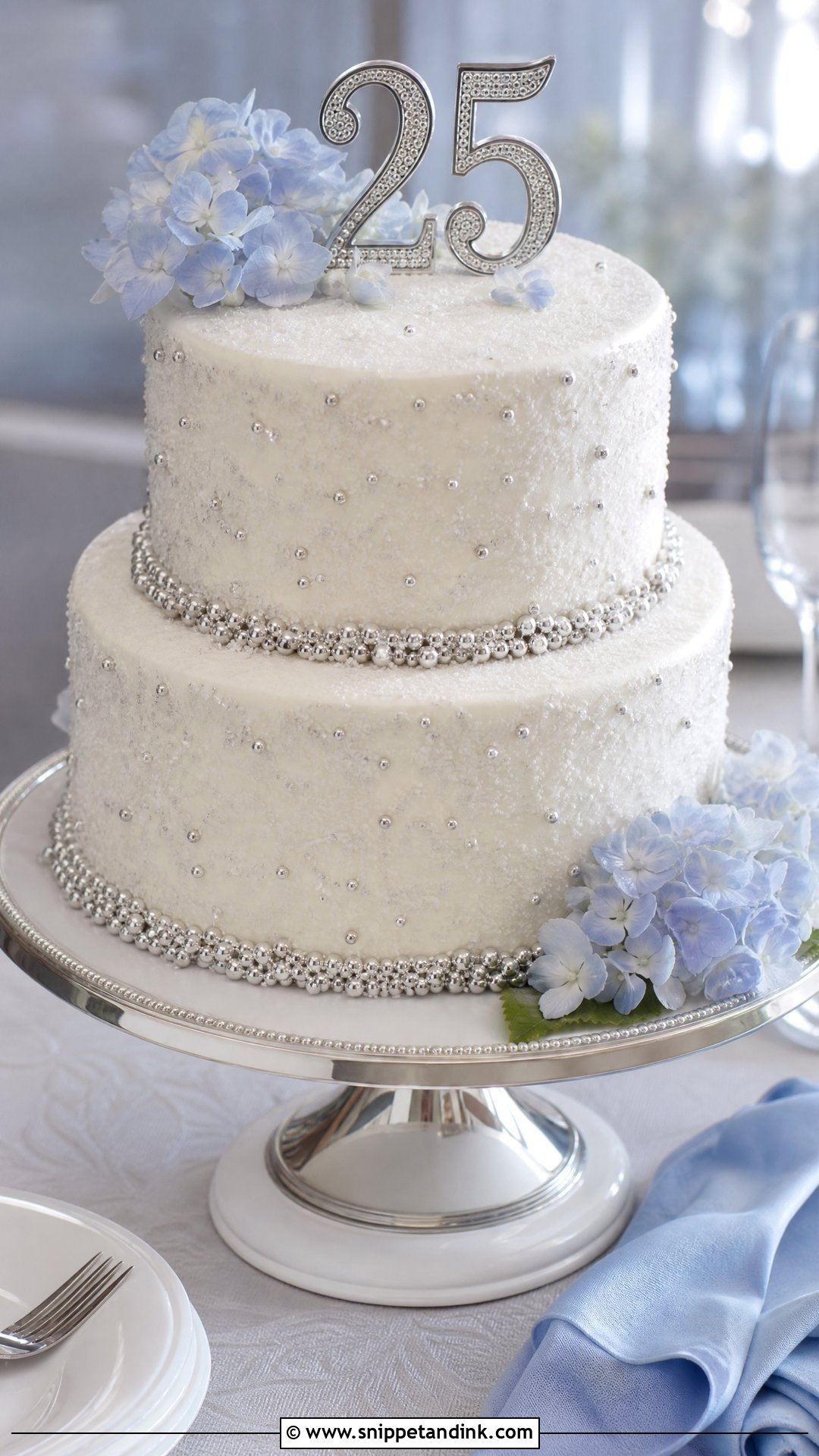 Silver Anniversary Cake - Snippet and Ink - 30 Cute Anniversary Cake Ideas