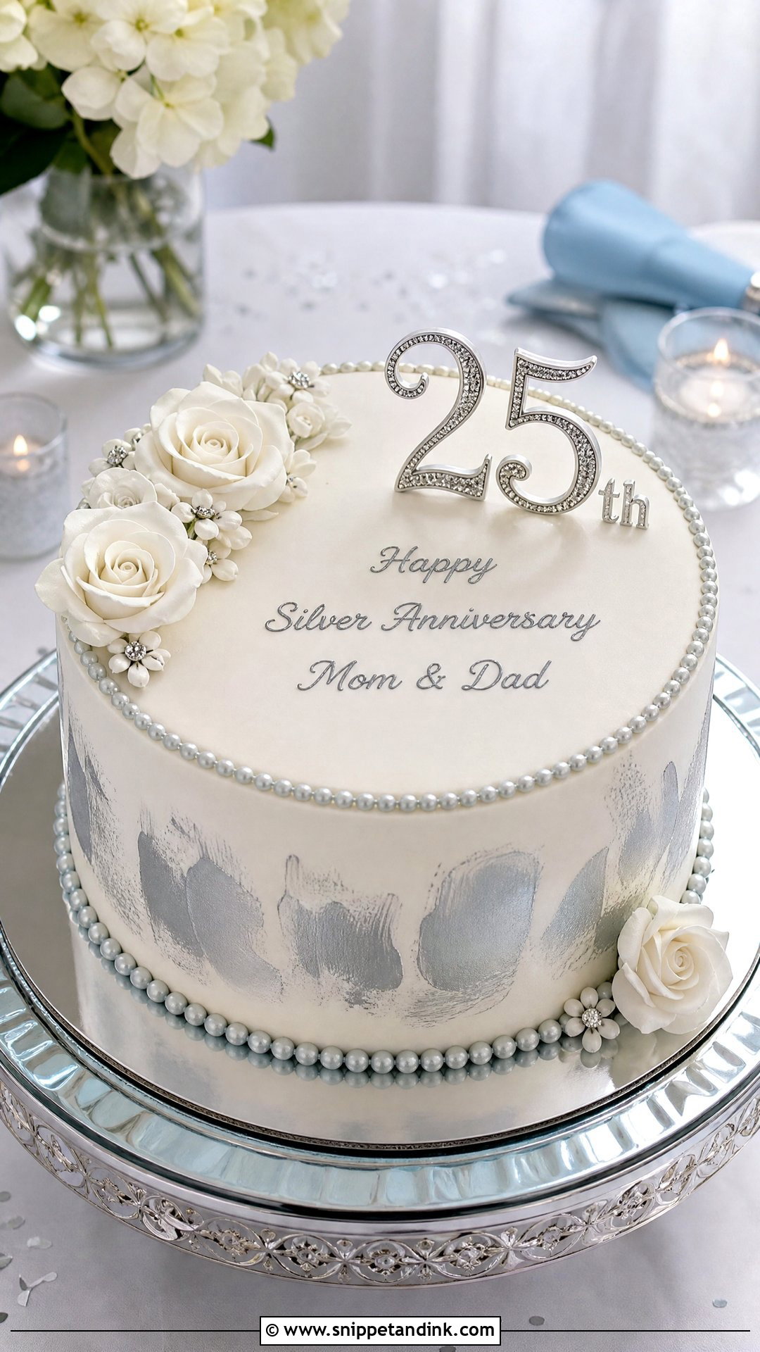 Silver Anniversary Cake - Snippet and Ink - 30 Marriage Anniversary Cake Ideas