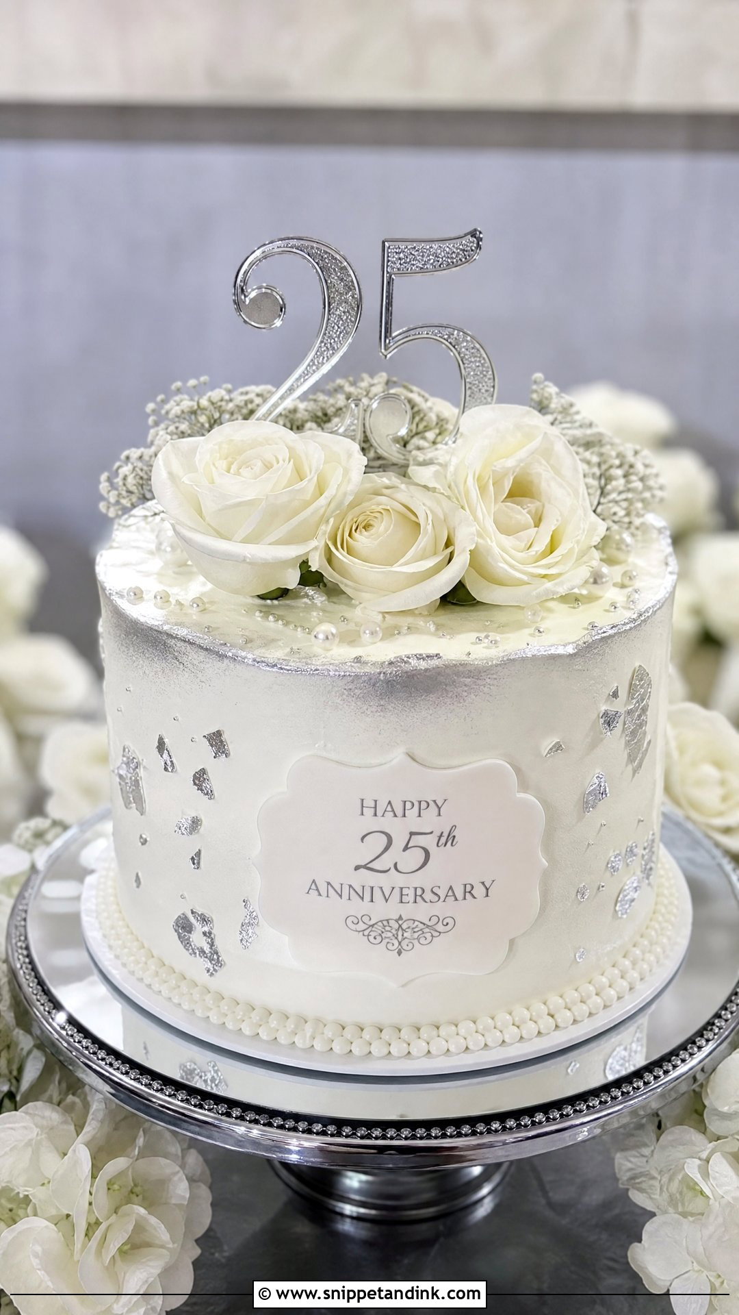 Silver Anniversary Cake - Snippet and Ink - 35 Anniversary Cake Designs