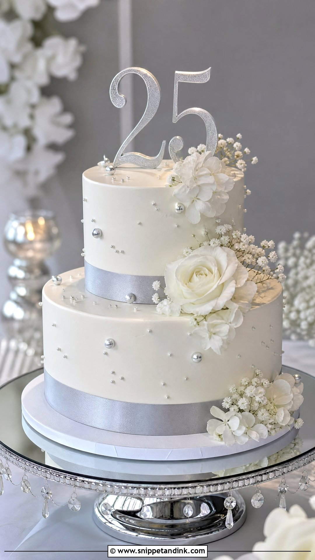 Silver Anniversary Cake - Snippet and Ink - 35 Happy Anniversary Cakes