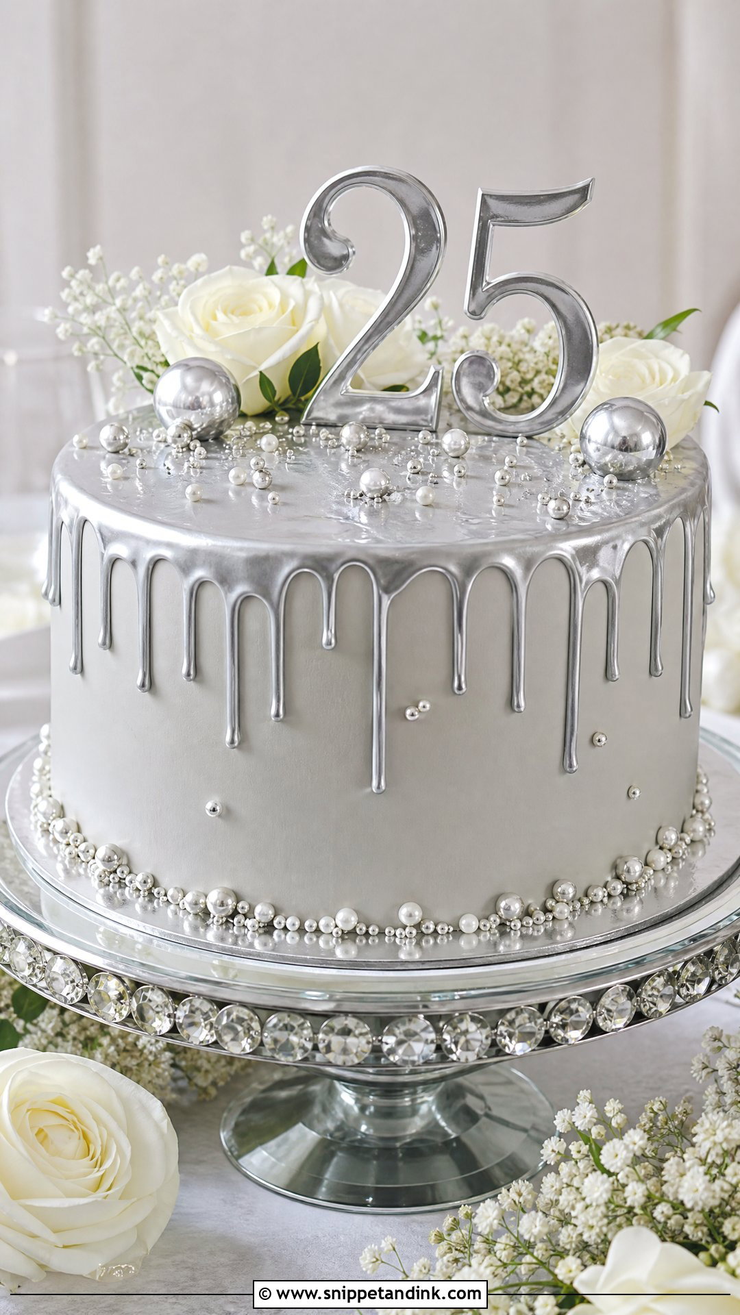 Silver Anniversary Cake - Snippet and Ink - 25 Happy Wedding Anniversary Cake Ideas