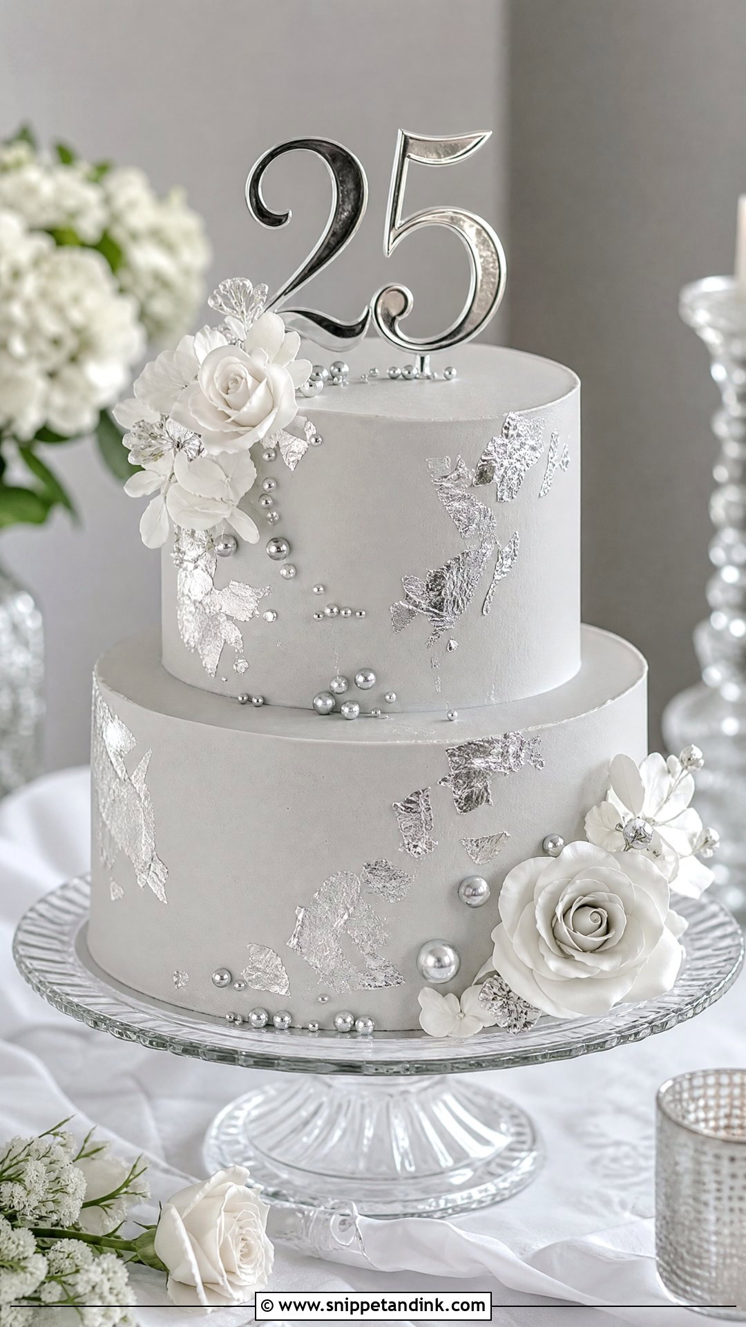 Silver Anniversary Cake - Snippet and Ink - 30 Anniversary Cake Aesthetic Ideas