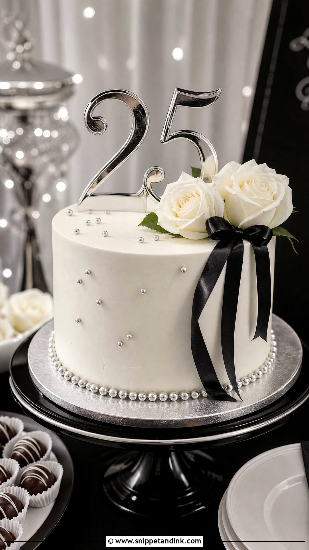 Silver Black And White Anniversary Cake - Snippet and Ink - 25 Silver Wedding Anniversary Cake Ideas