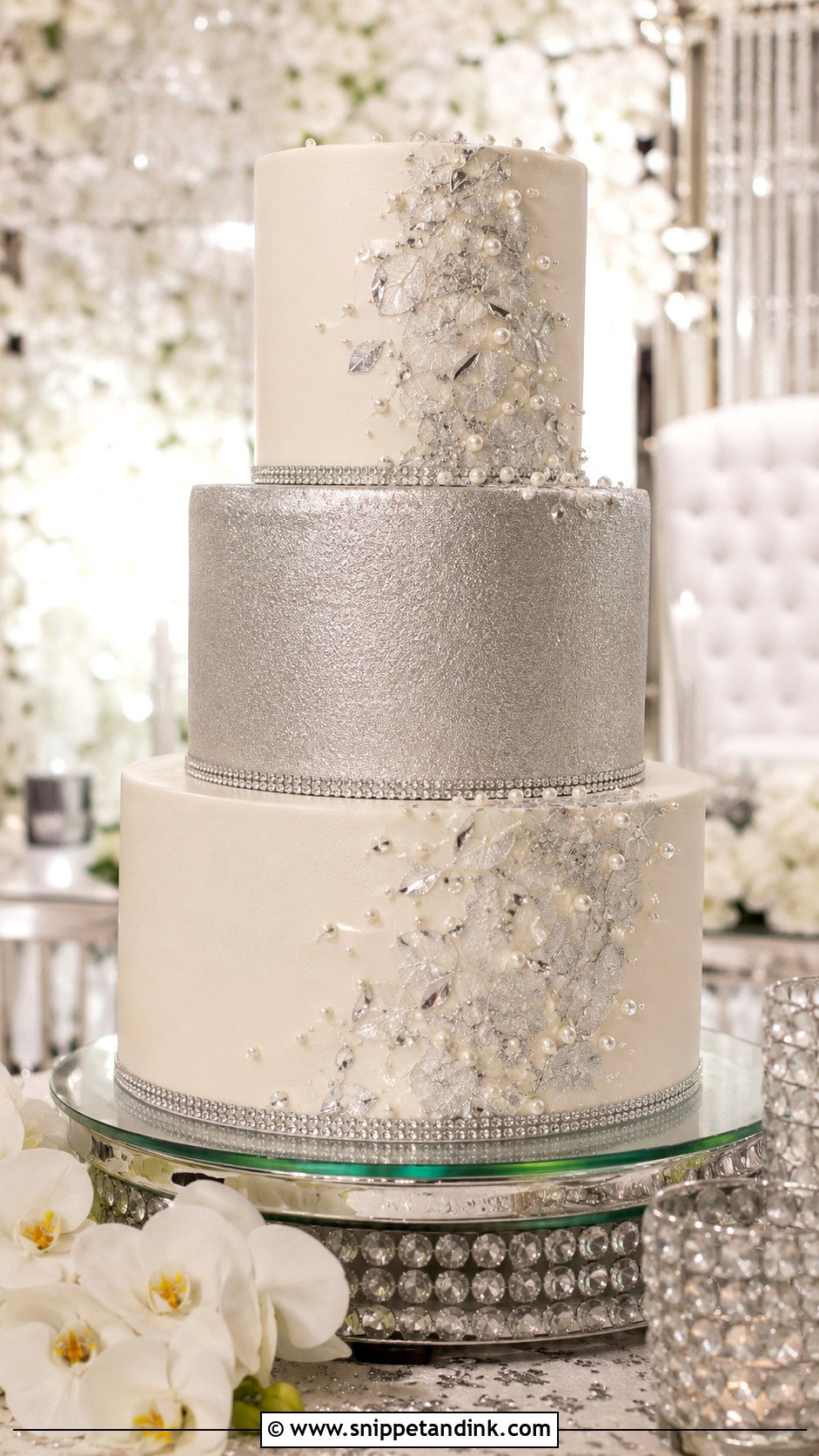 Silver Bling Wedding Cake - Snippet and Ink - 25 Diamond Bling Wedding Cakes