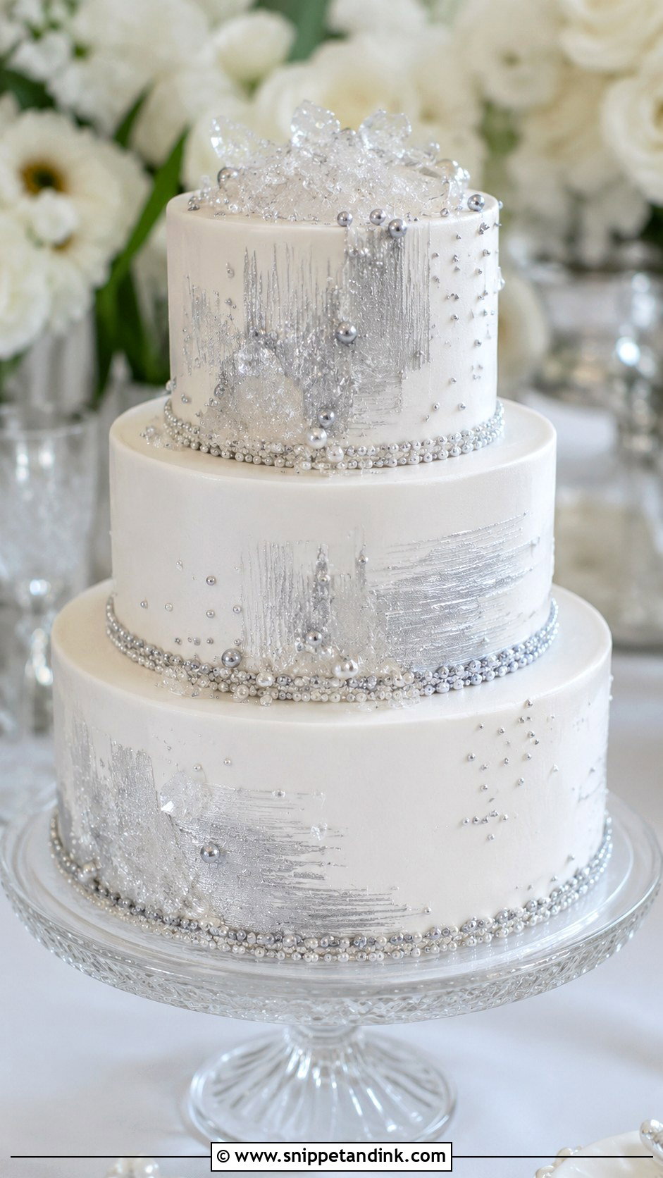 Silver Bling Wedding Cake - Snippet and Ink - 20 Bling Cakes for Wedding