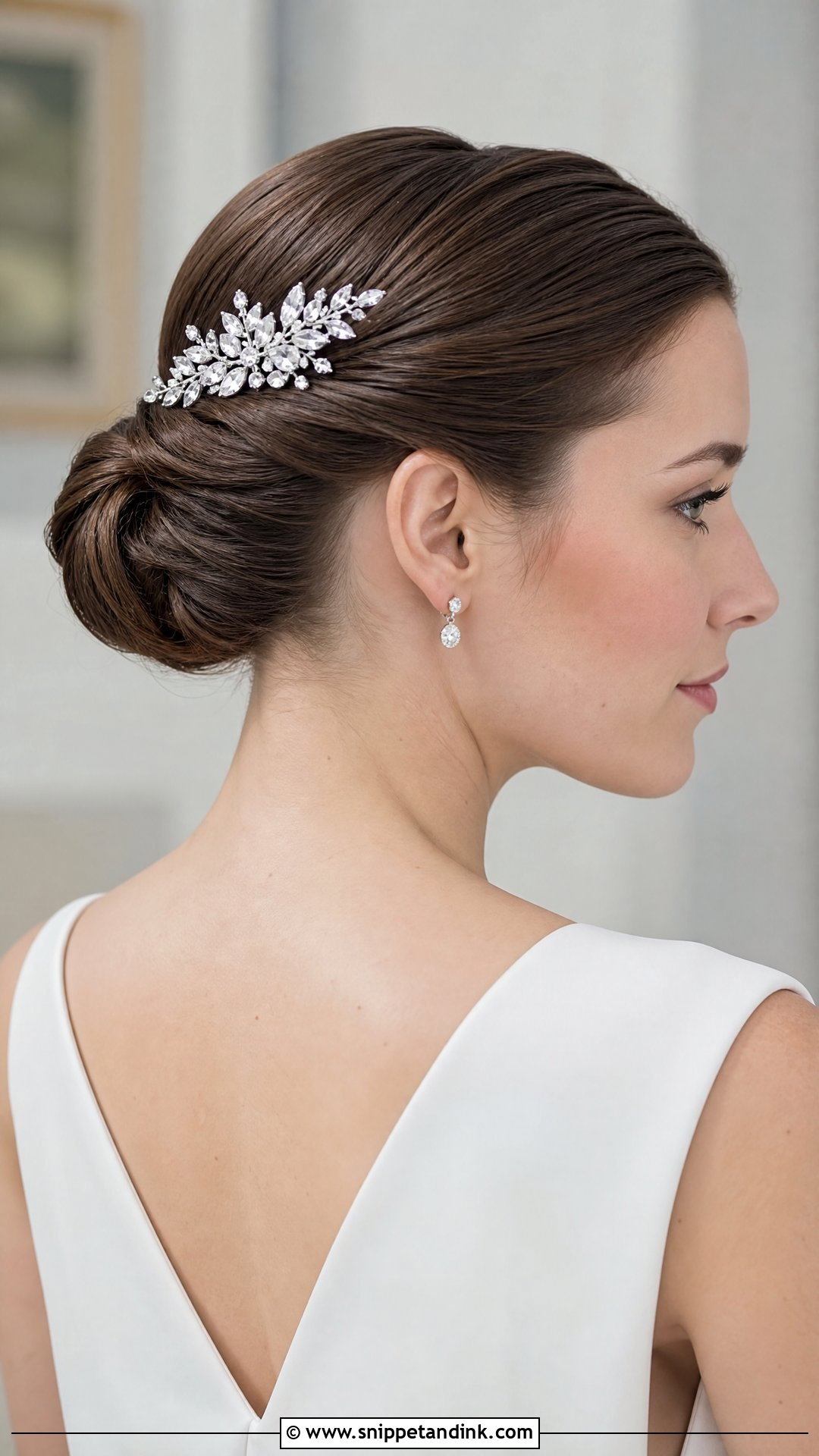 Silver Bridal Hair Comb With Sleek Updo - Snippet and Ink - 15 Bridal Hair Combs