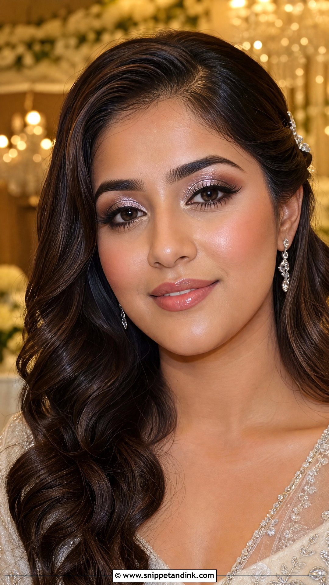 Silver Bridal Makeup With Glossy Lips - Snippet and Ink - 20 Silver Bridal Makeup Ideas