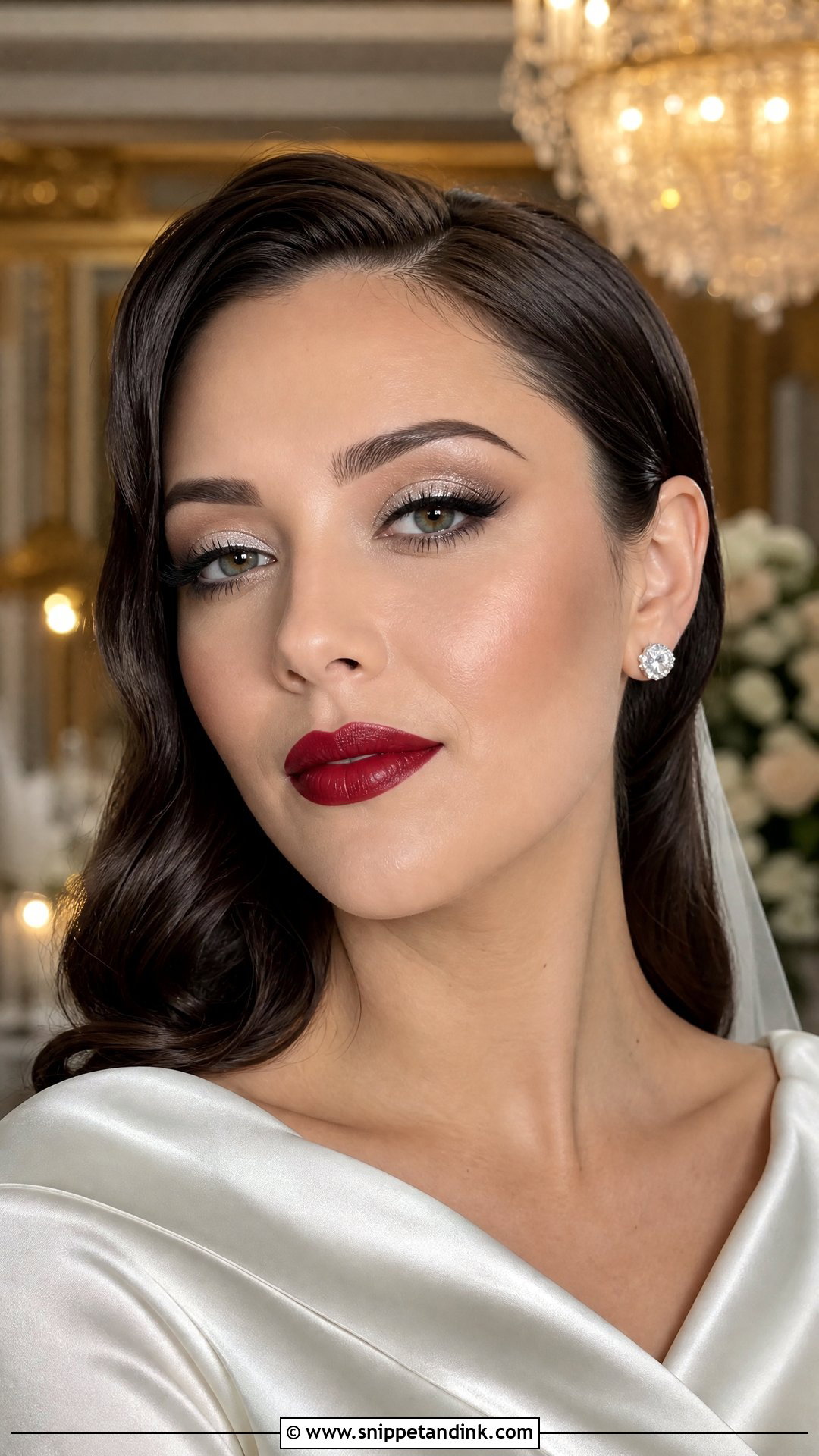 Silver Bridal Makeup With Red Lip - Snippet and Ink - 20 Silver Bridal Makeup Ideas