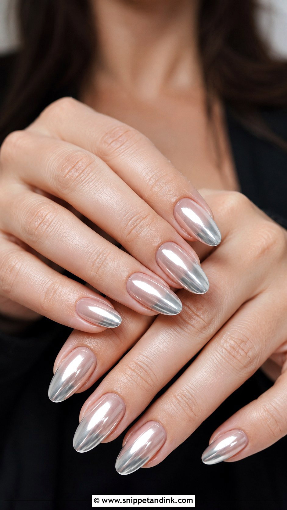 Silver Chrome Almond Wedding Nails - Snippet and Ink - 20 Almond Shape Wedding Nails Bride