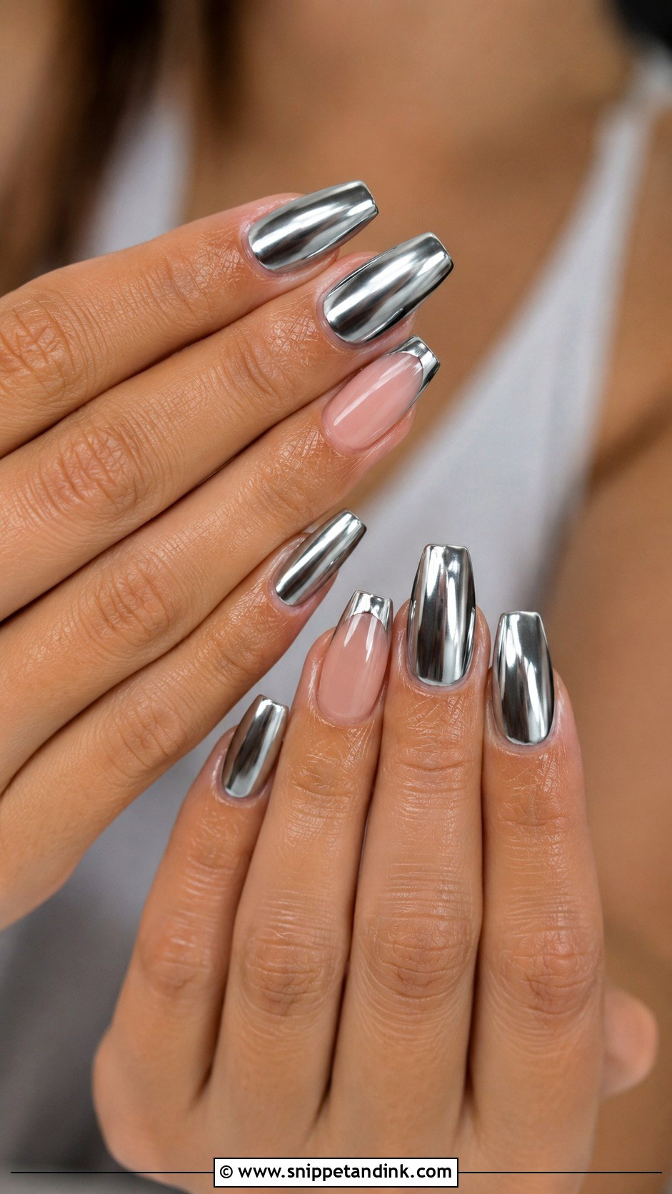 Silver Chrome Alt Wedding Nails - Snippet and Ink - 20 Alt Wedding Nails
