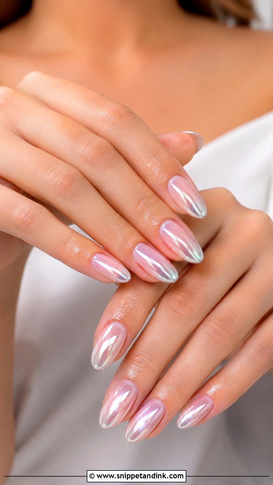 Silver Chrome Bridal Acrylic Nails - Snippet and Ink - 20 Bridal Acrylic Nails
