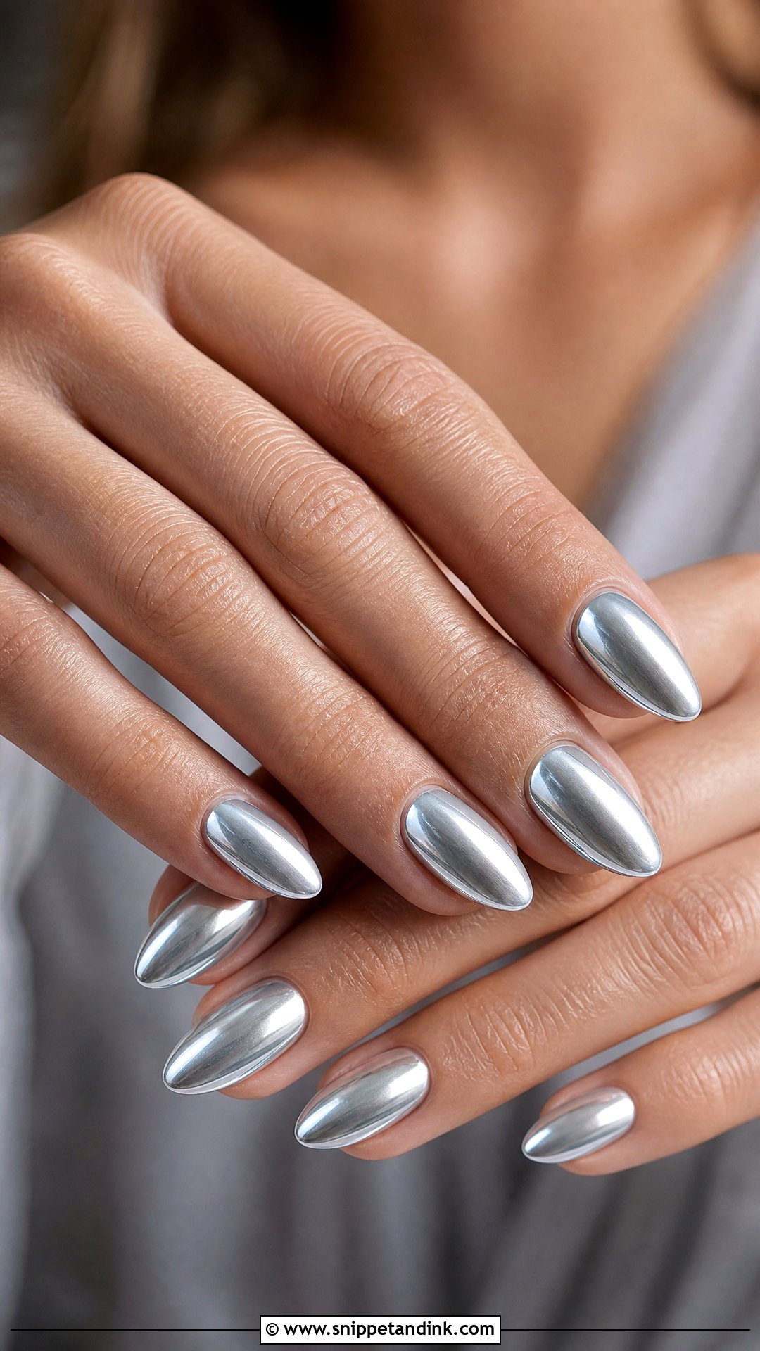 Silver Chrome Bridesmaid Nails - Snippet and Ink - 25 Bridesmaid Wedding Nails Design