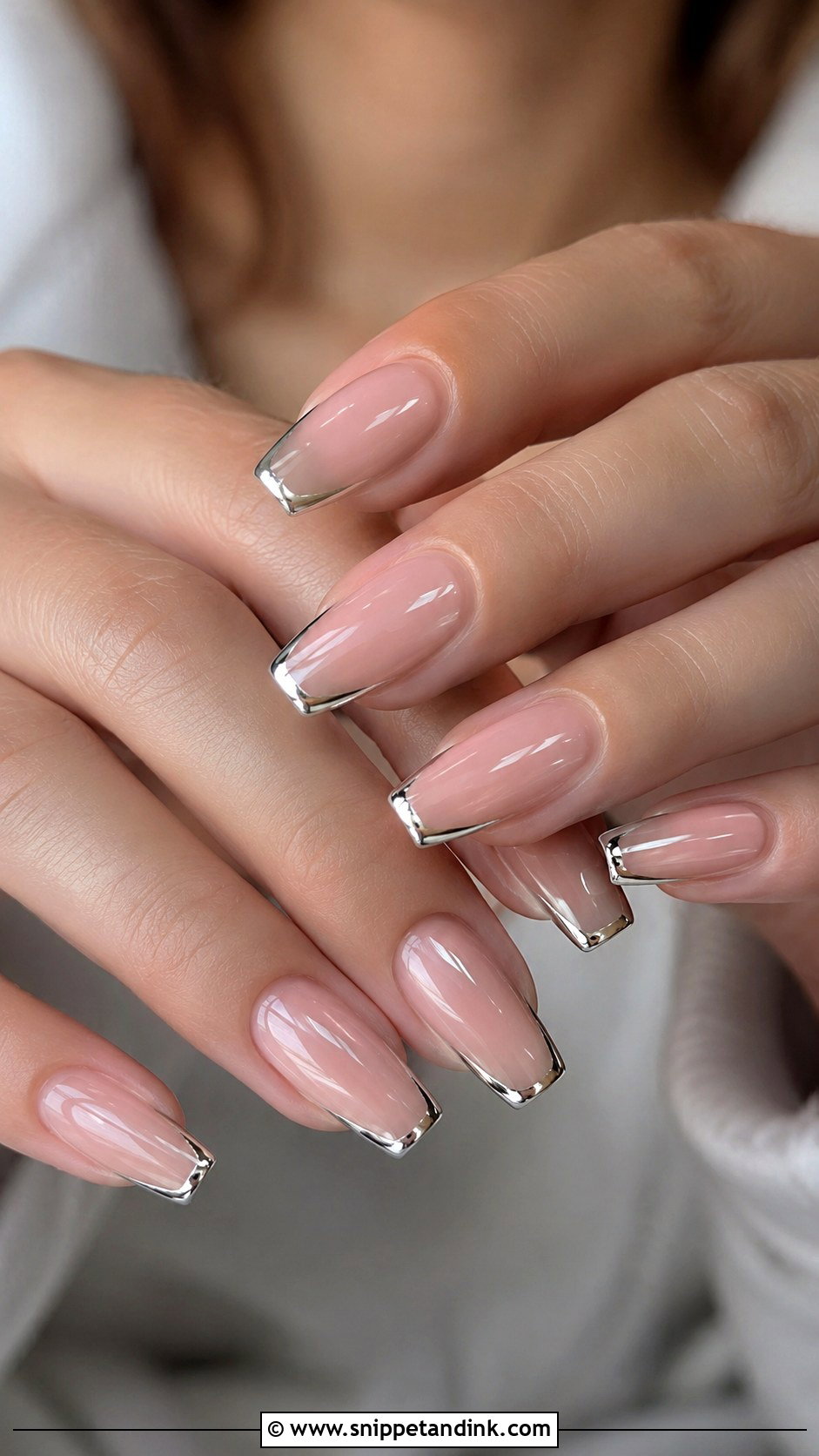 Silver Chrome French Bridal Nails - Snippet and Ink - 30 Elegant Bridal Nails