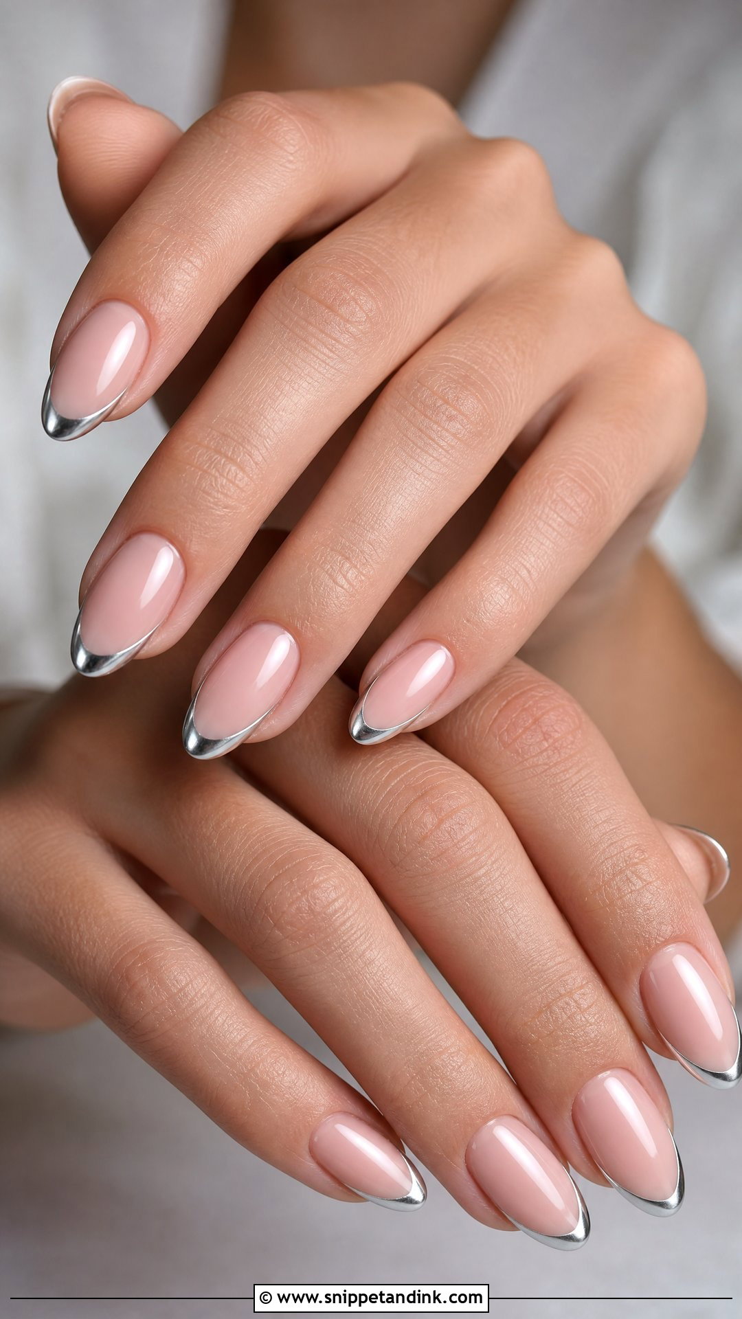 Silver Chrome French Bridal Nails - Snippet and Ink - 35 Bridal Nails Designs
