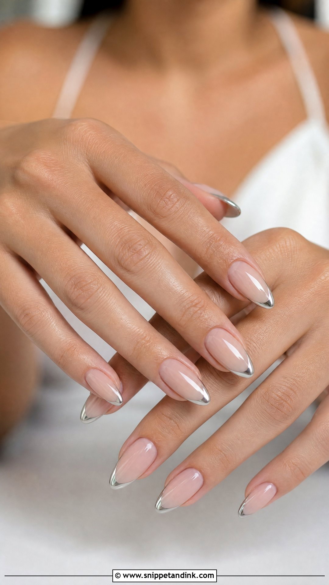 Silver Chrome French Bridesmaid Nails - Snippet and Ink - 25 Elegant Bridesmaid Wedding Nails