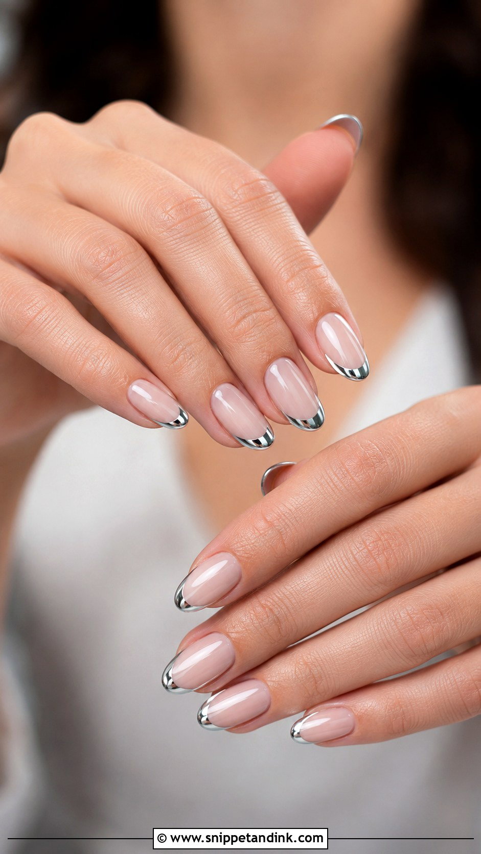 Silver Chrome French Bridesmaid Nails - Snippet and Ink - 20 Summer Bridesmaid Nails