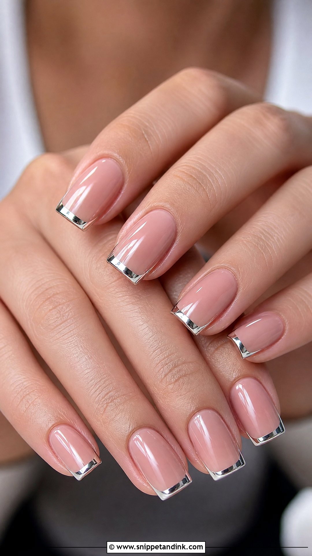 Silver Chrome French Tip Nails - Snippet and Ink - 25 Wedding Guest Nail Inspo Ideas