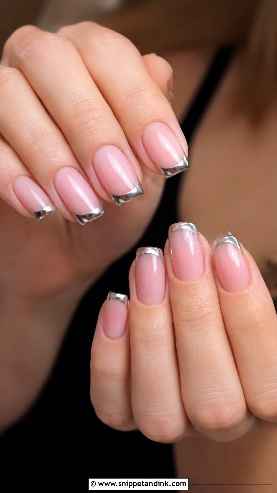 Silver Chrome French Wedding Nails - Snippet and Ink - 20 Dream Wedding Nails
