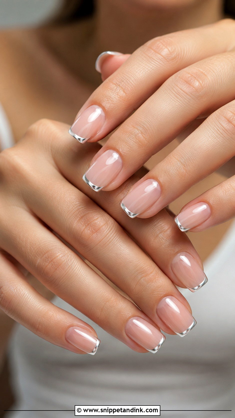 Silver Chrome French Wedding Nails - Snippet and Ink - 20 Summer Wedding Nails for Bride