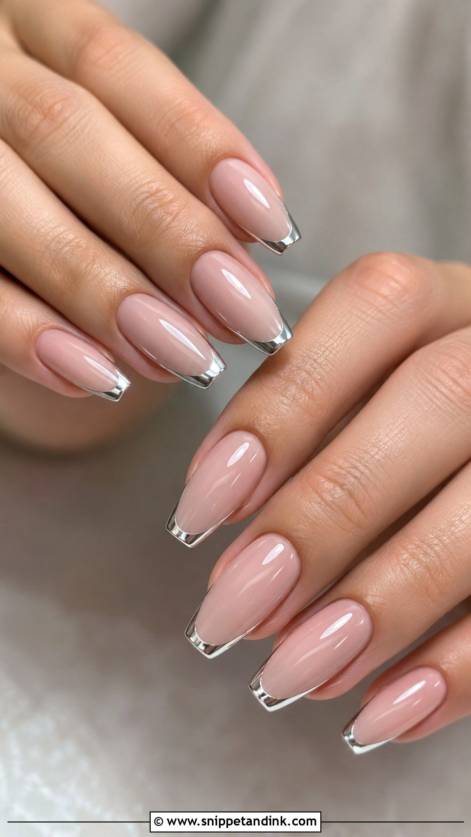 Silver Chrome French Wedding Nails - Snippet and Ink - 20 Aesthetic Wedding Nails
