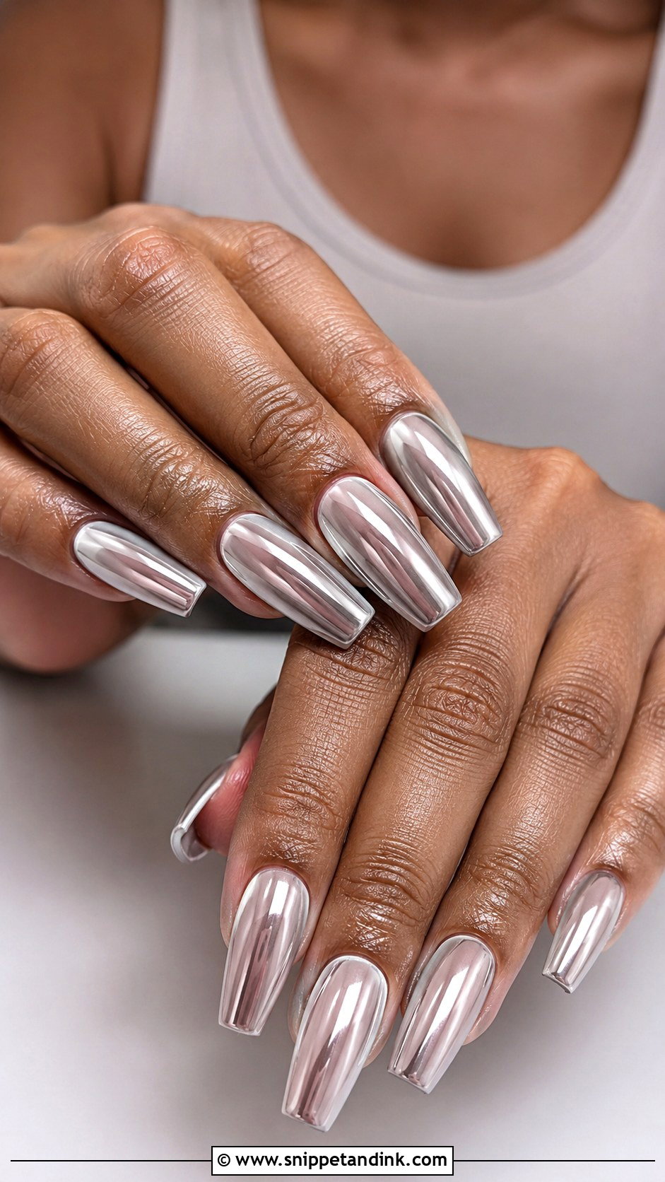Silver Chrome Nails - Snippet and Ink - 20 Nails for Indian Wedding Guest