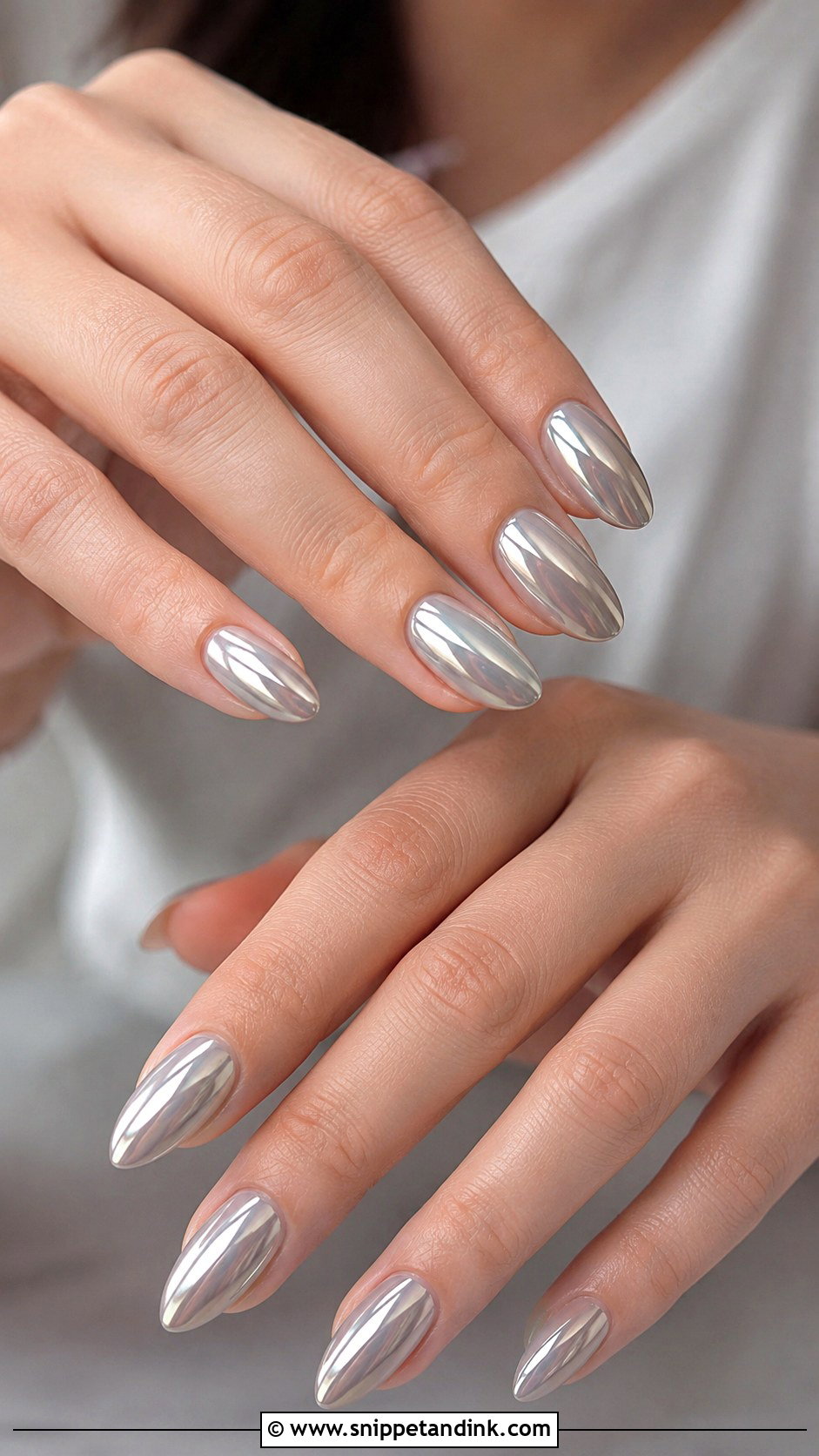 Silver Chrome Wedding Guest Nails - Snippet and Ink - 20 Nail Designs for Wedding Guest