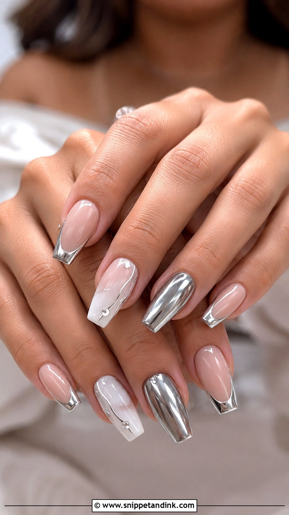 Silver Chrome Wedding Nails - Snippet and Ink - 20 Funky Wedding Nails
