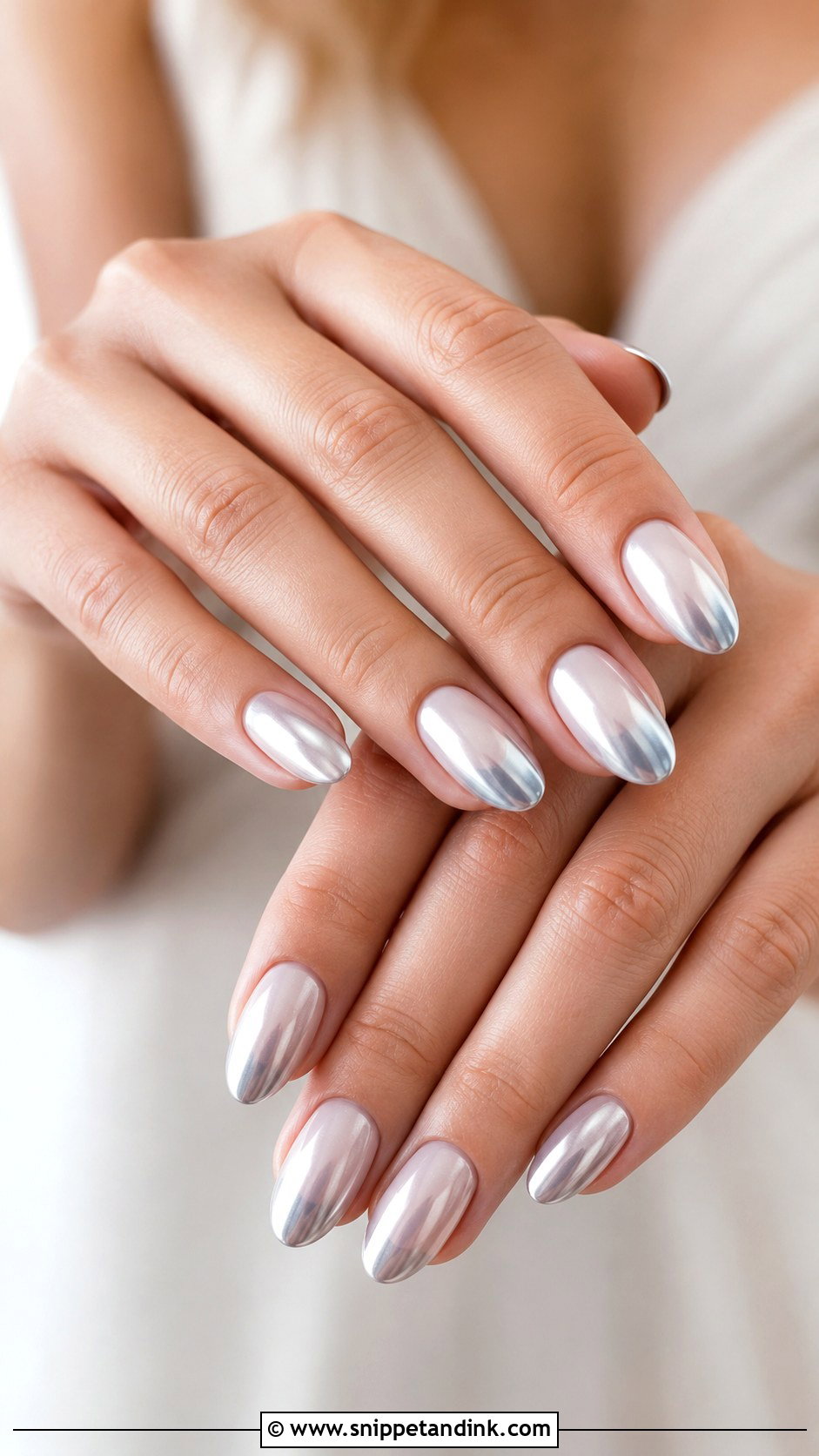 Silver Chrome Wedding Nails - Snippet and Ink - 20 Wedding Nails 2025 Bride