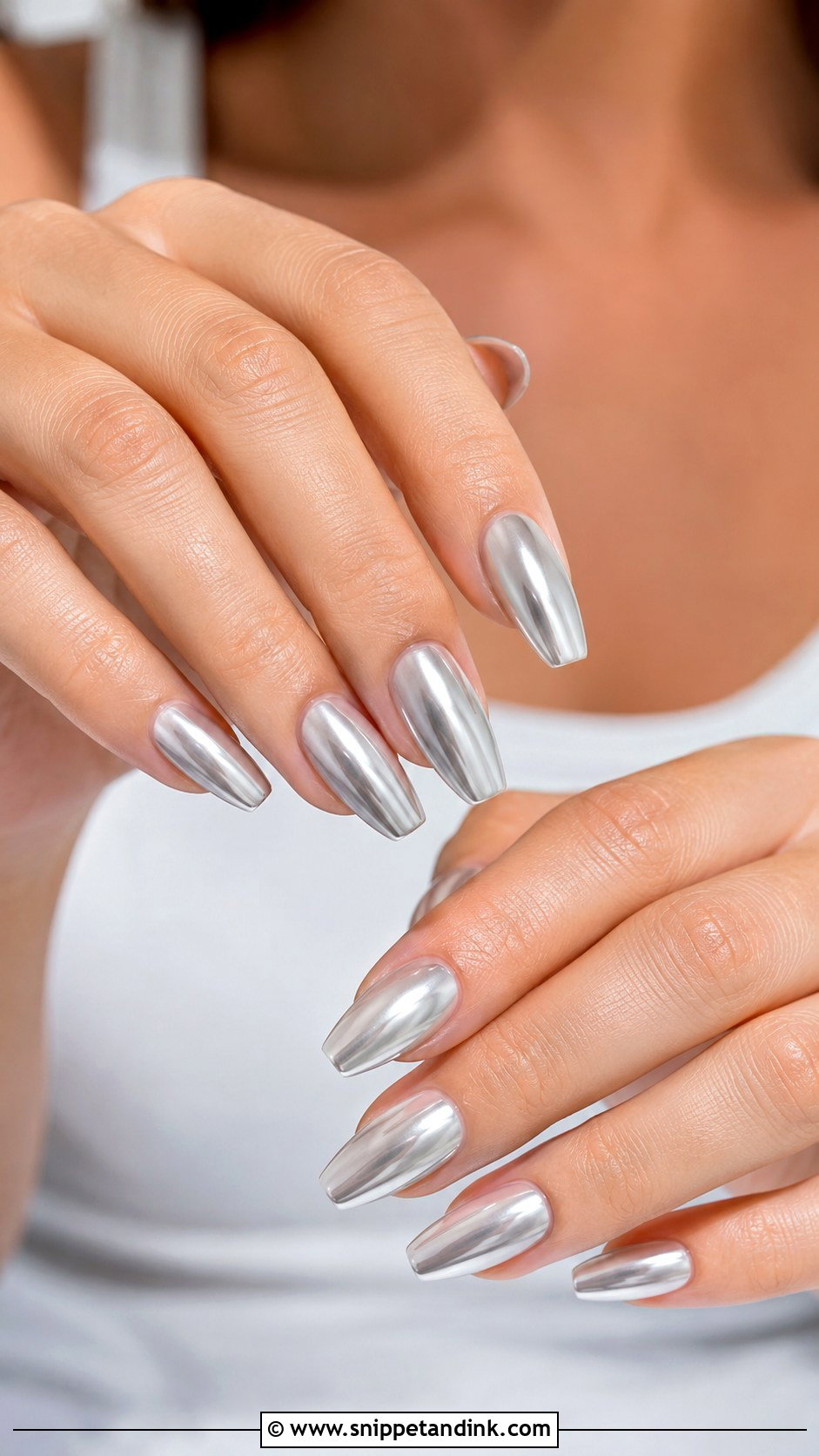 Silver Chrome Wedding Nails - Snippet and Ink - 20 Black Tie Wedding Nails