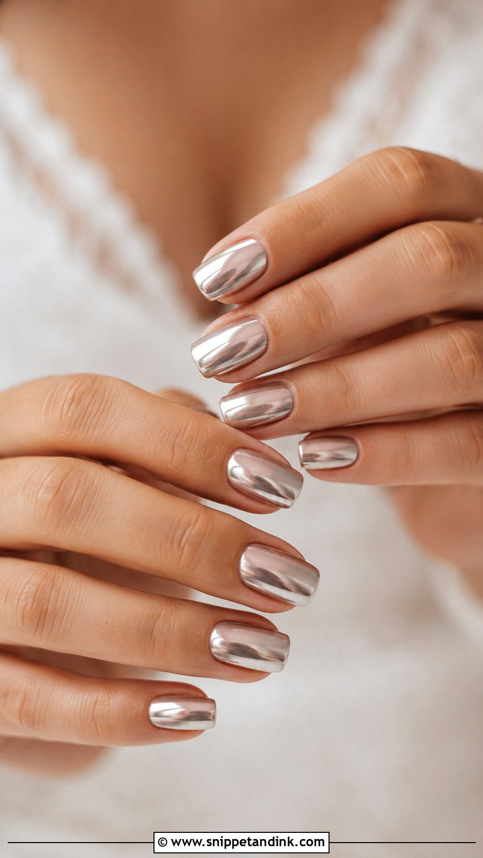 Silver Chrome Wedding Nails - Snippet and Ink - 20 Chrome Nails for Wedding