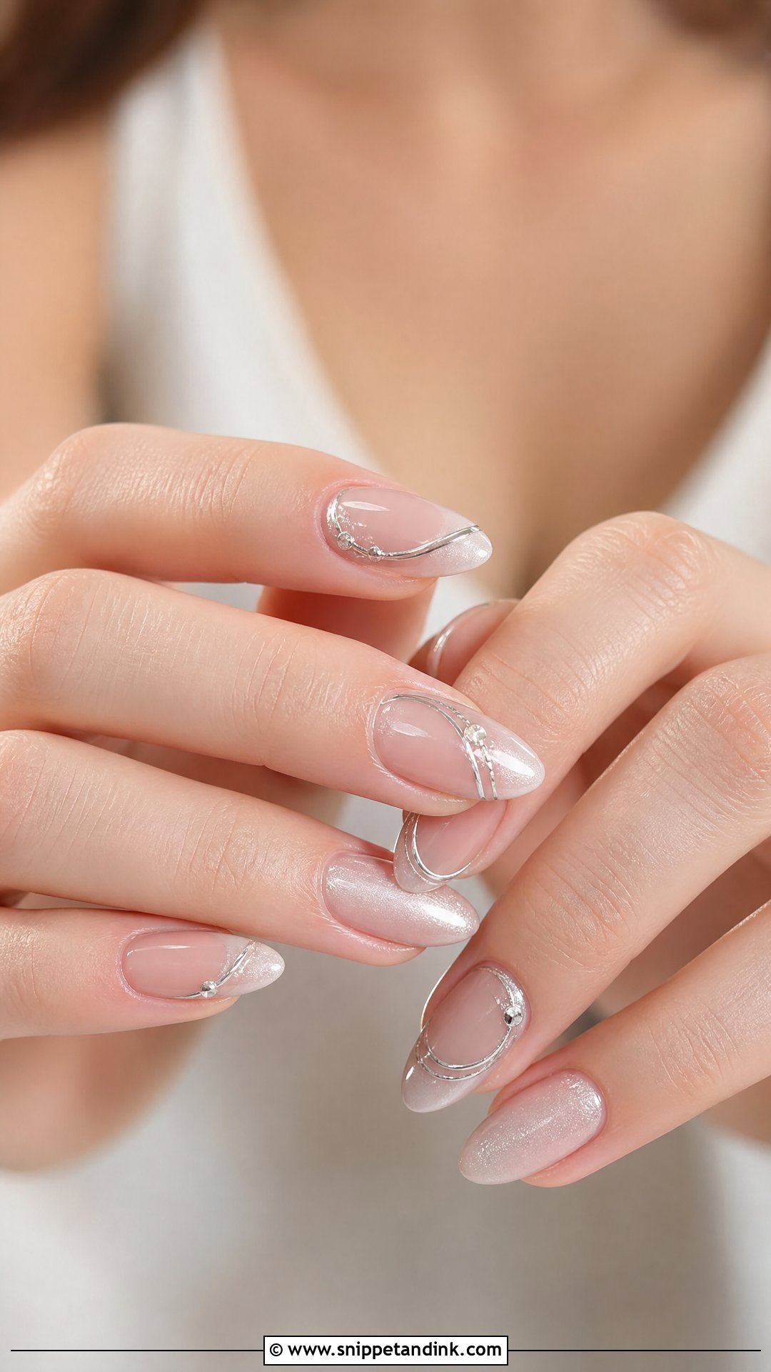 Silver Detail Bridal Nails - Snippet and Ink - 25 Unique Bridal Nails