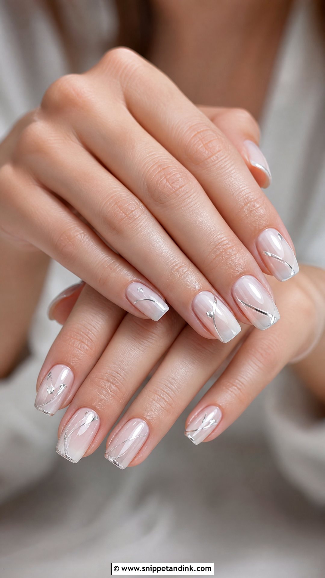 Silver Detail Wedding Nails - Snippet and Ink - 25 Classy Wedding Nails