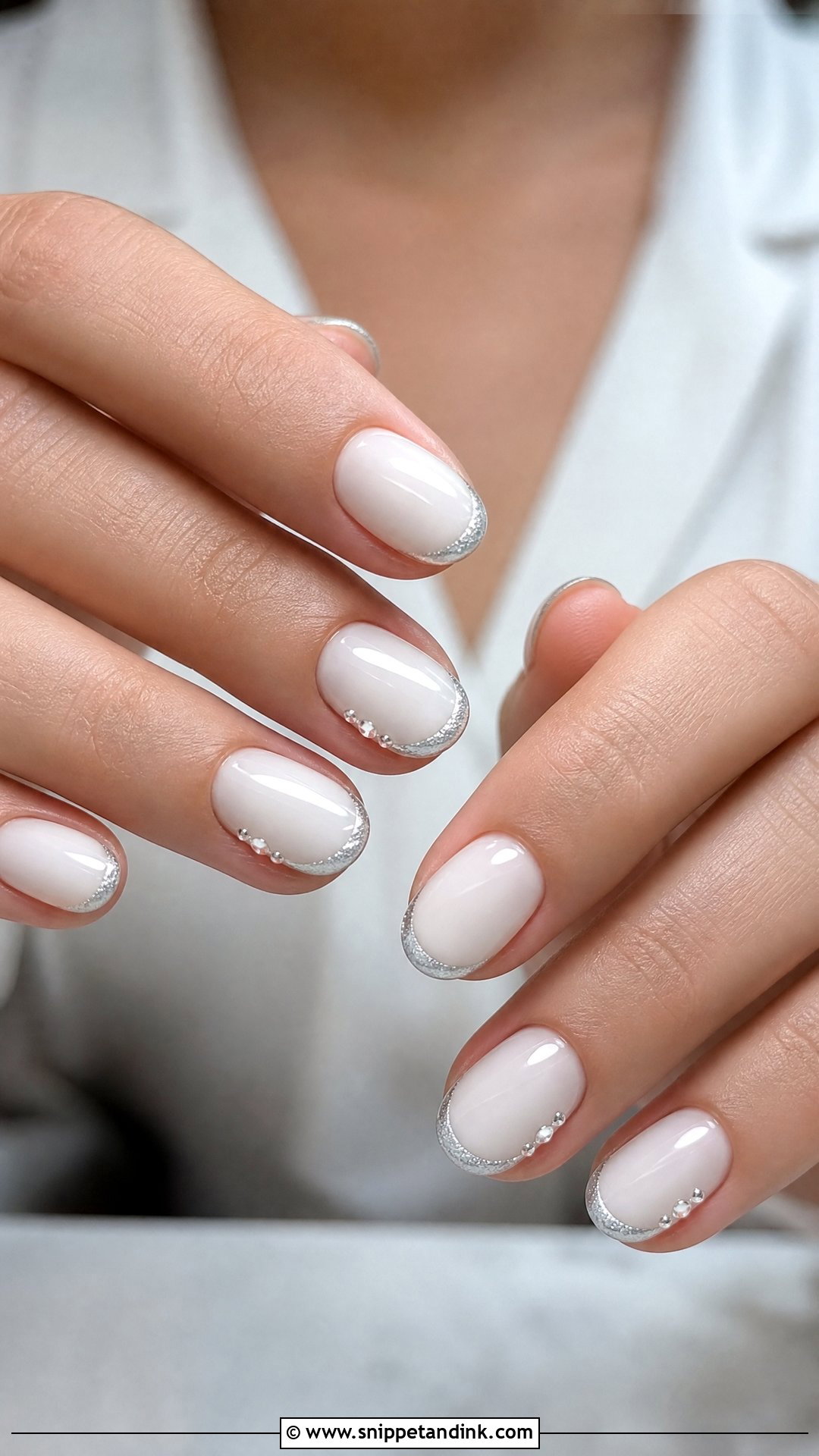 Silver Detail Wedding Nails - Snippet and Ink - 20 Pretty Wedding Nails
