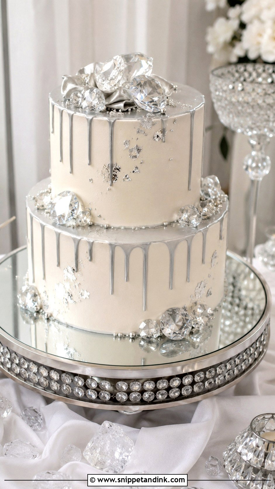 Silver Diamond Anniversary Cake - Snippet and Ink - 20 Diamond Wedding Anniversary Cake Ideas