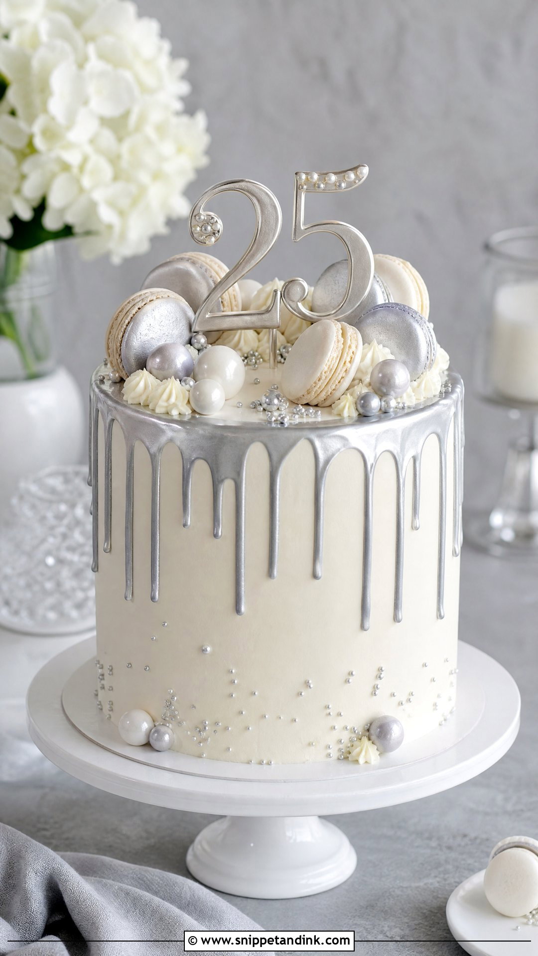 Silver Drip 25th Anniversary Cake - Snippet and Ink - 25 25th Anniversary Cake Ideas