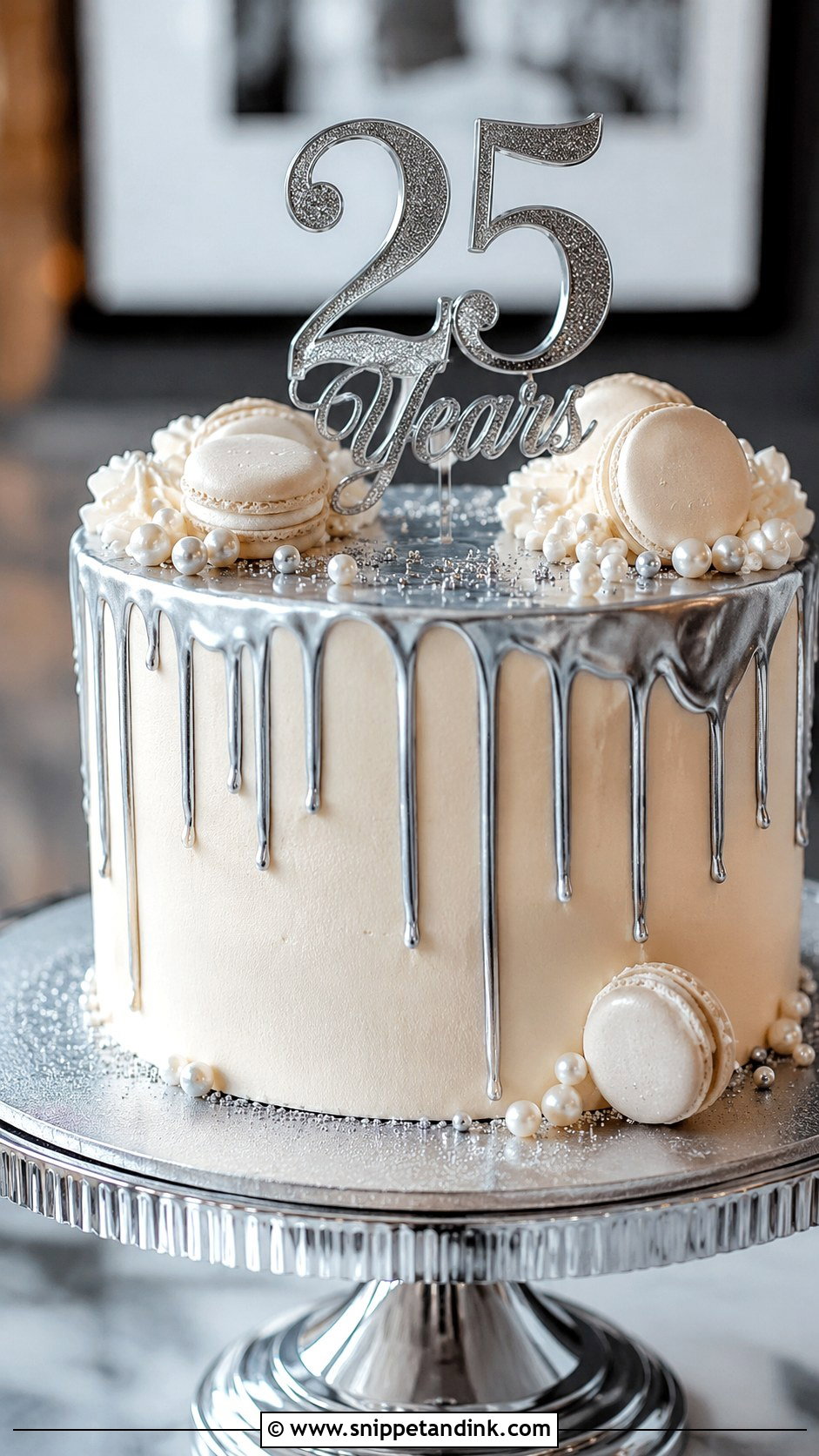 Silver Drip 25th Anniversary Cake - Snippet and Ink - 20 25th Anniversary Cake Design Ideas