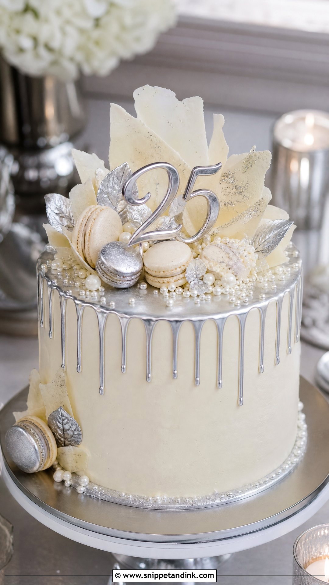 Silver Drip Anniversary Cake - Snippet and Ink - 25 25th Wedding Anniversary Cakes