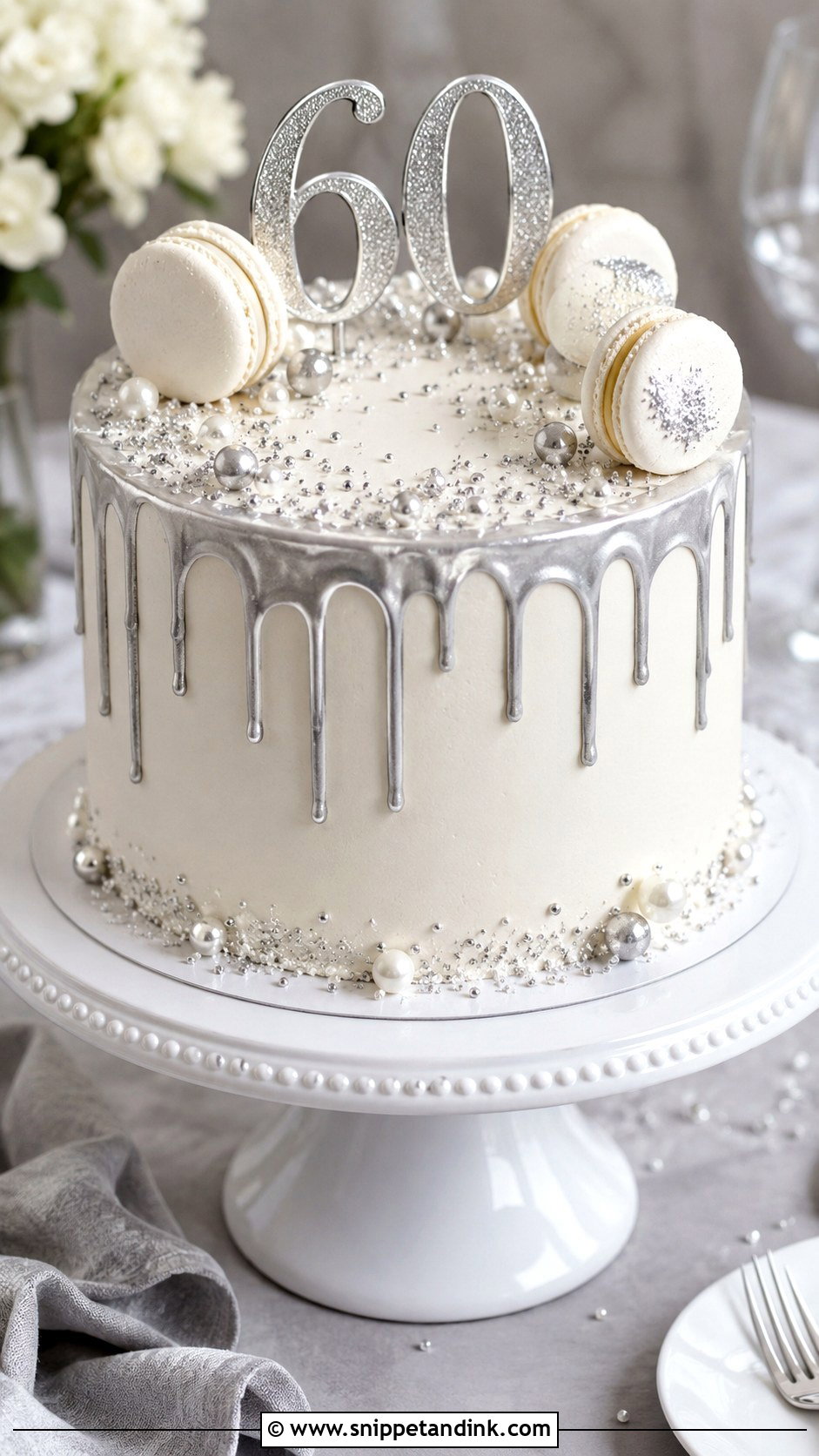 Silver Drip Anniversary Cake - Snippet and Ink - 20 60th Wedding Anniversary Cakes