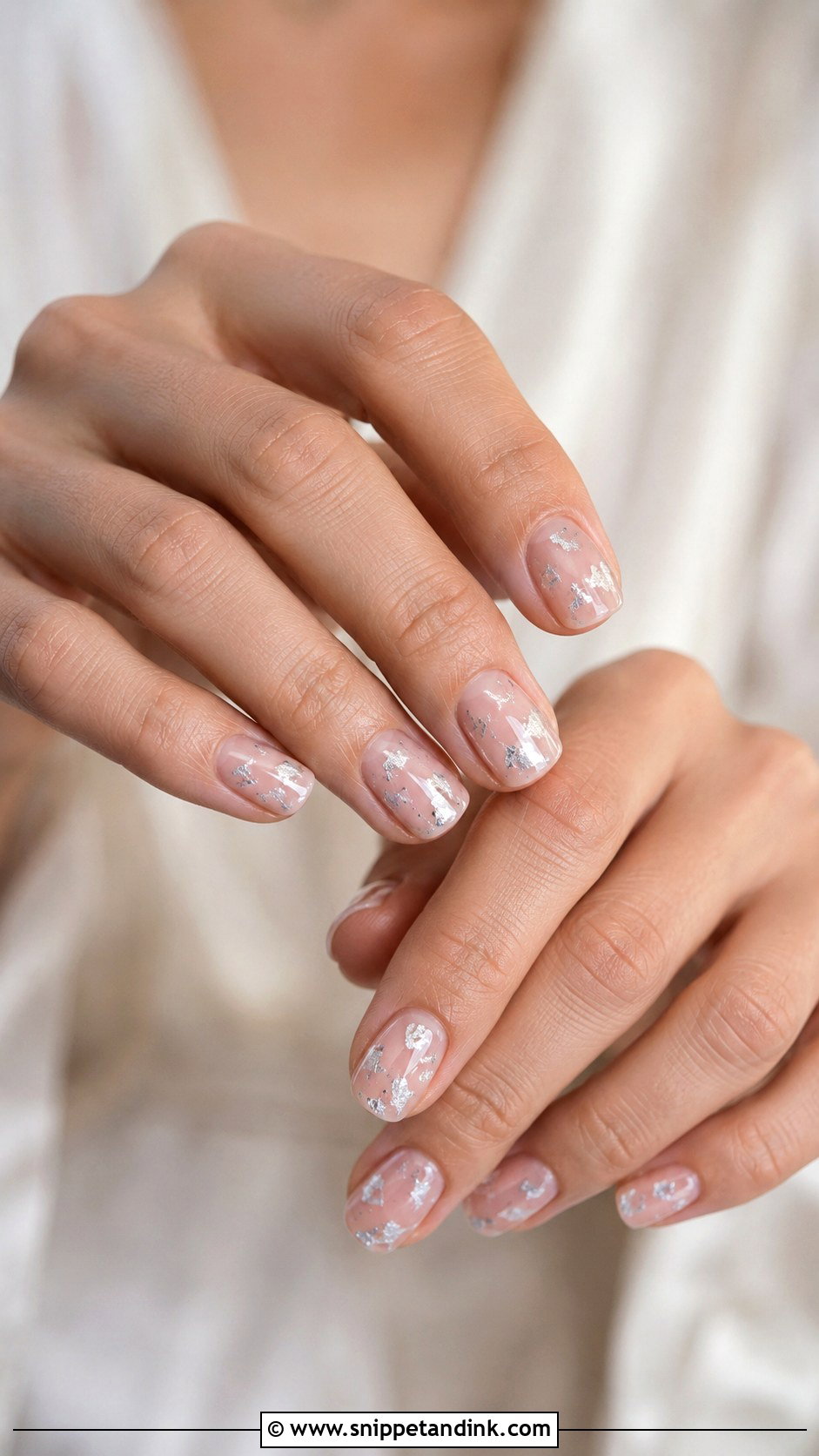 Silver Foil Wedding Nails - Snippet and Ink - 20 Silver Wedding Nails