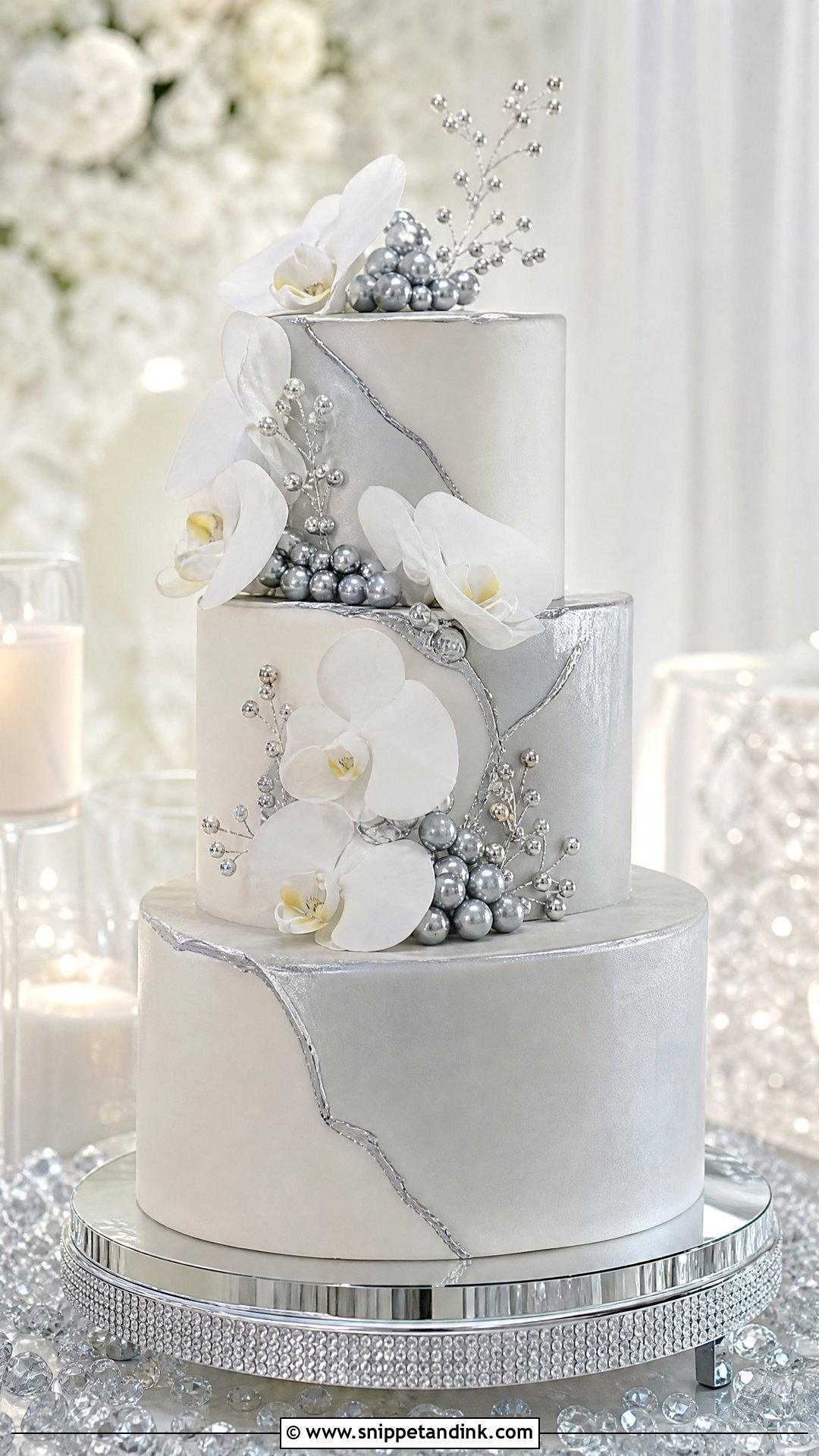 Silver Fondant Wedding Cake - Snippet and Ink - 35 Fondant Cakes for Wedding