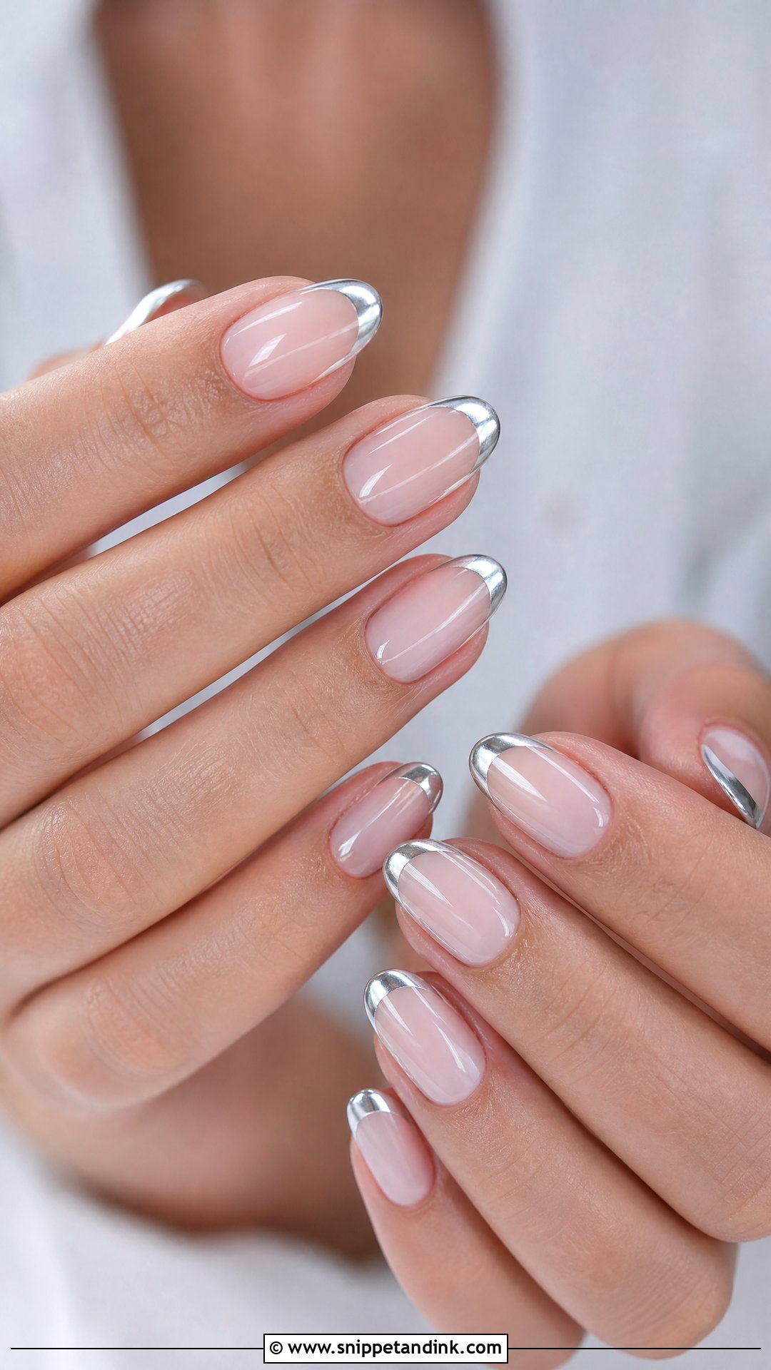 Silver French Bridal Manicure - Snippet and Ink - 25 Bridal French Manicure Ideas