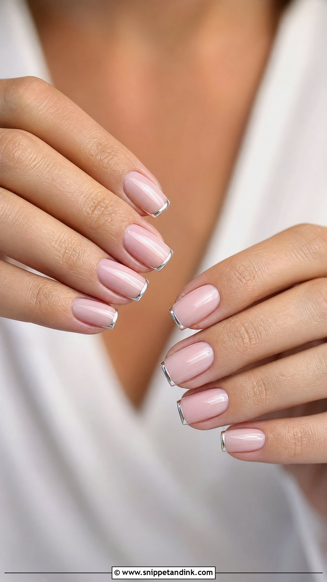 Silver French Bridal Nails - Snippet and Ink - 35 Bridal Nails