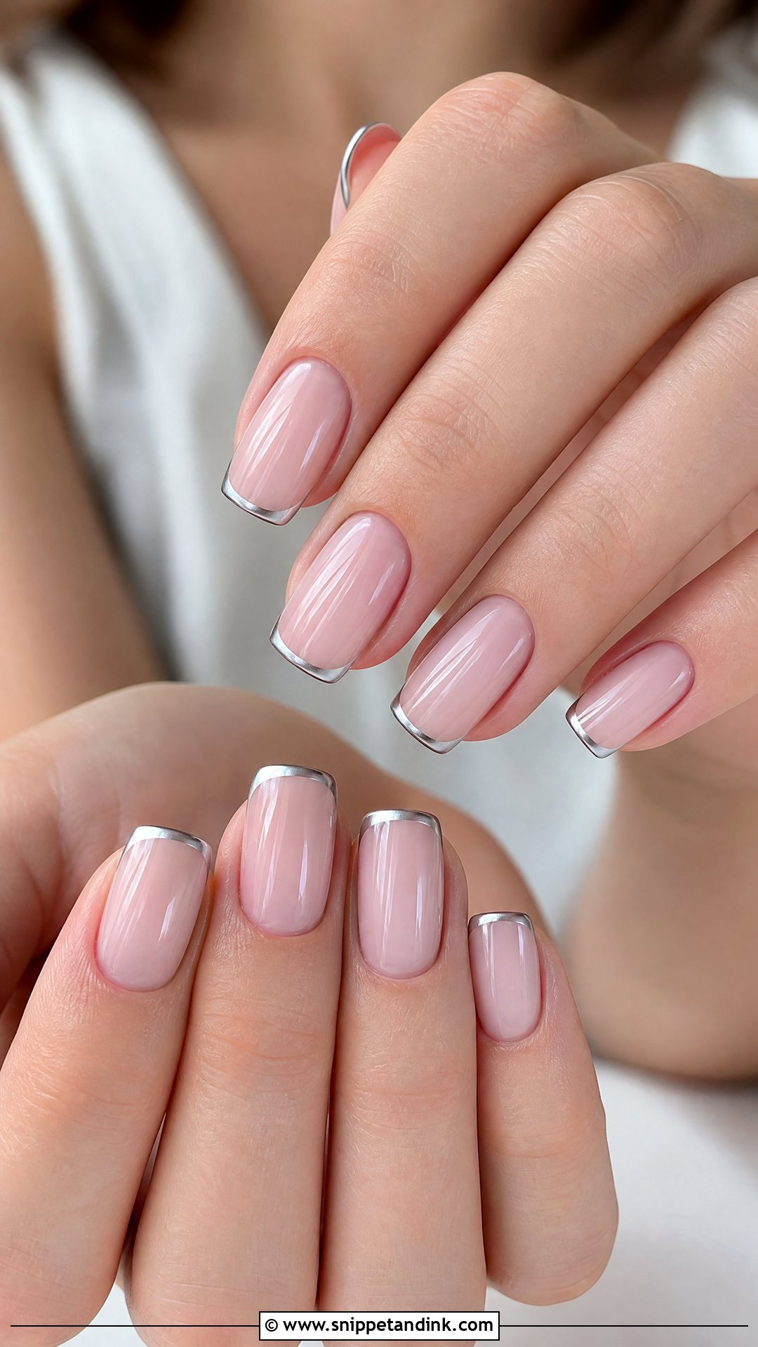 Silver French Bridal Nails - Snippet and Ink - 35 Classy Bridal Wedding Nails for Bride