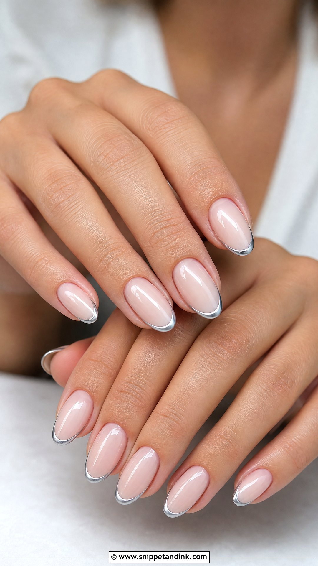 Silver French Bridal Nails - Snippet and Ink - 25 French Bridal Nails