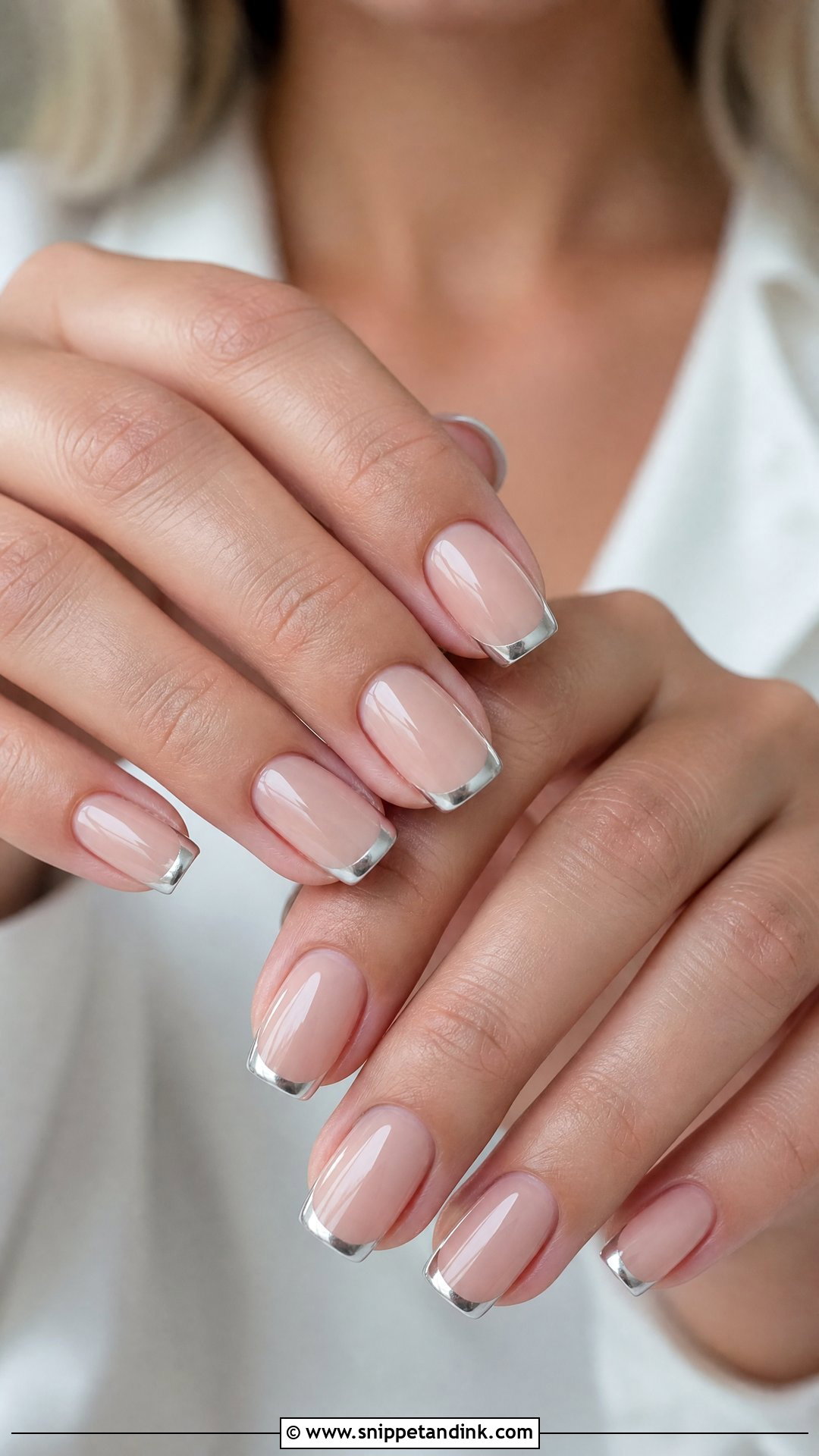 Silver French Bride Nails - Snippet and Ink - 35 Bride Nails