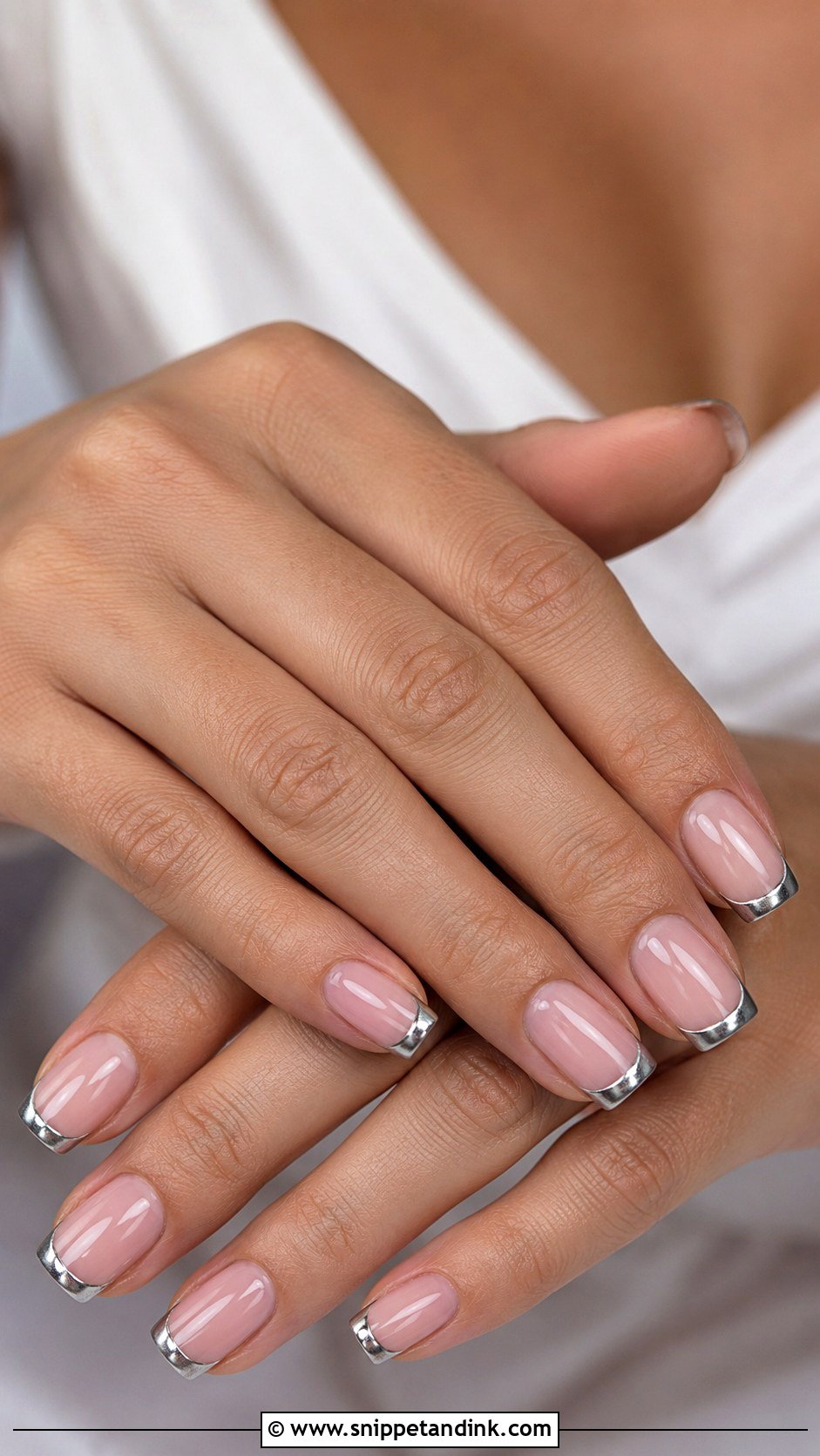 Silver French Gel Wedding Nails - Snippet and Ink - 20 Classy Gel Wedding Nails for Bride