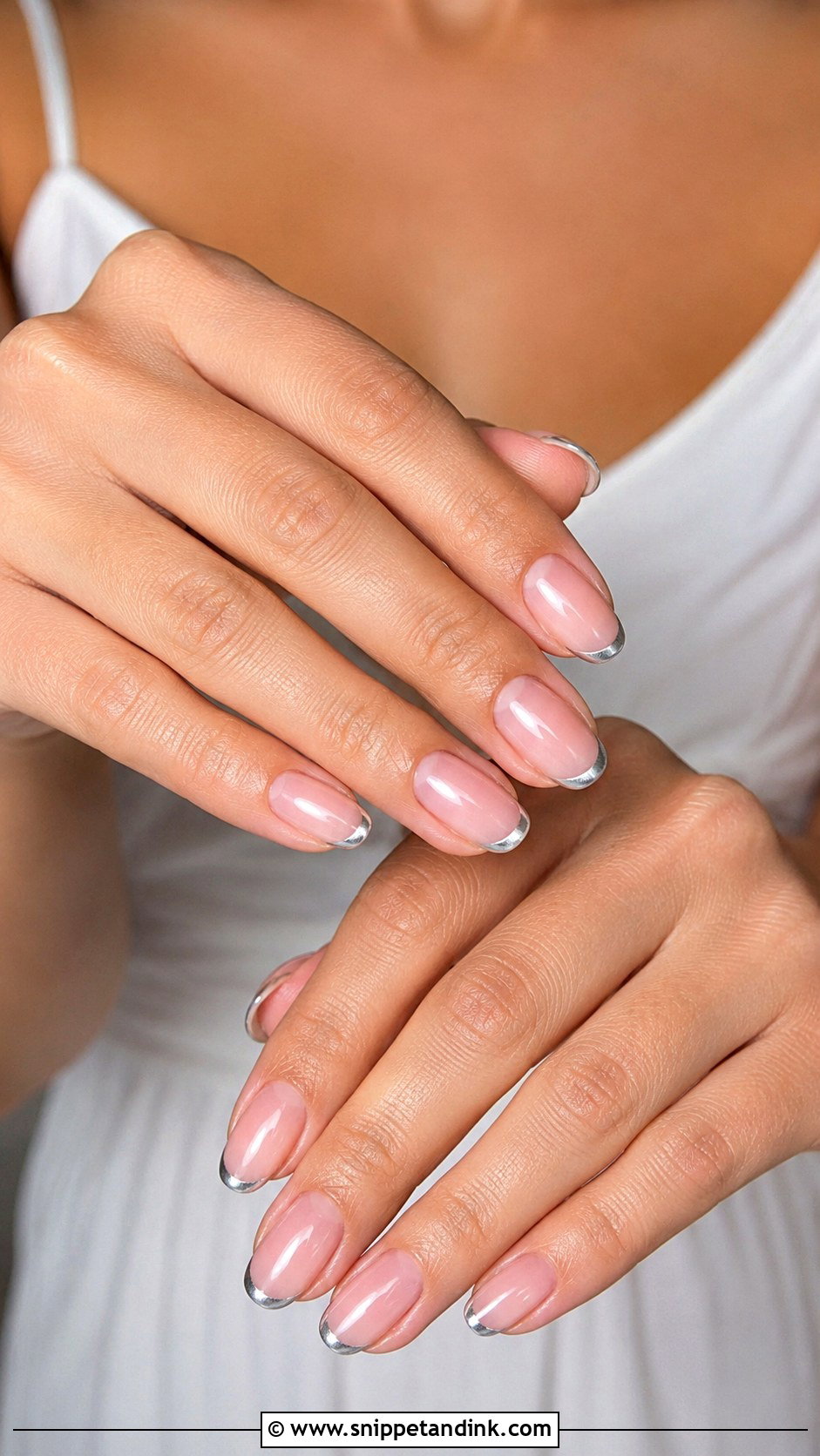 Silver French Tip Bridesmaid Nails - Snippet and Ink - 30 Wedding Nails for Bridesmaids